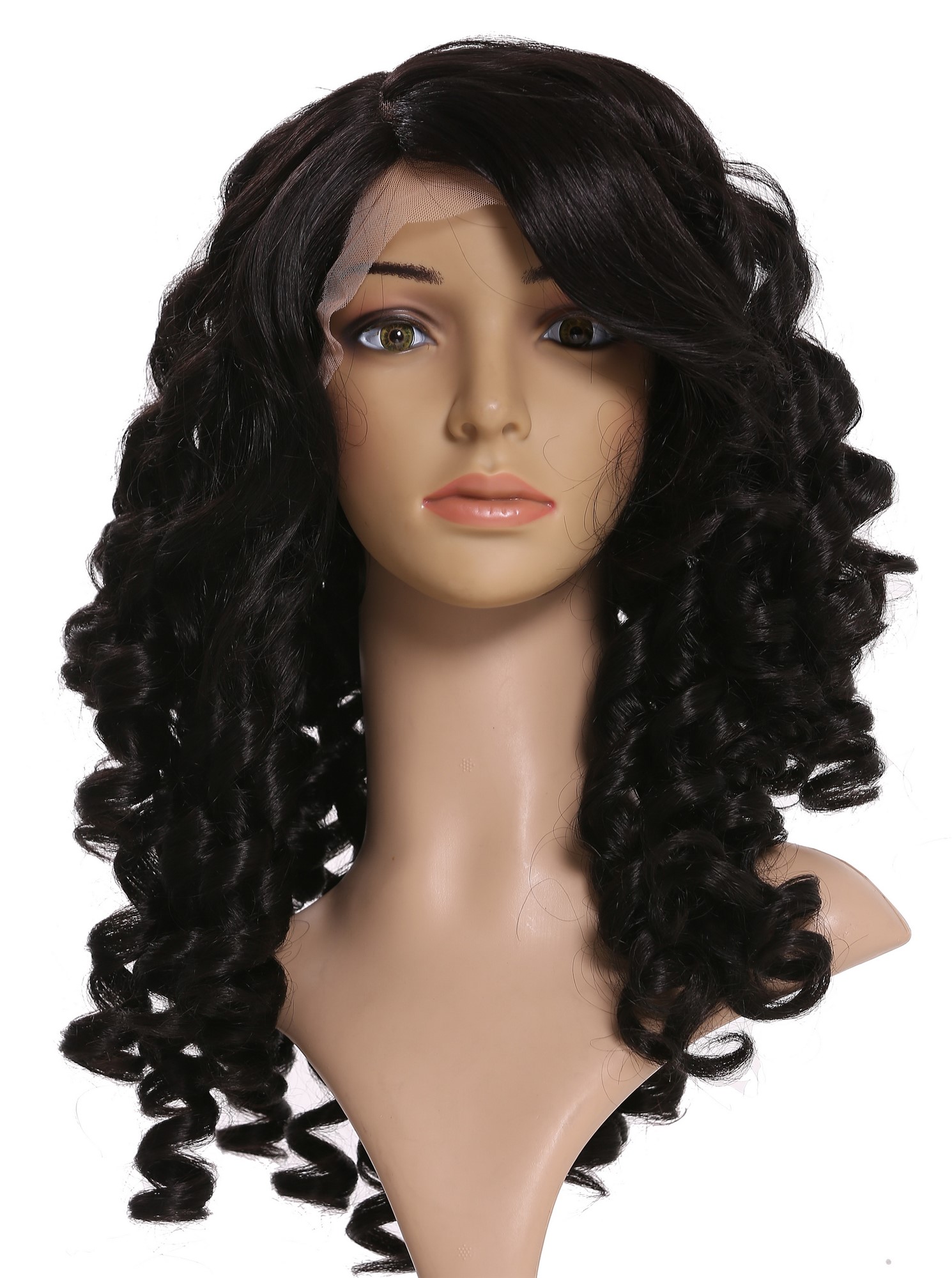 Quality Wigs, Ladies, black-brown, curled, long