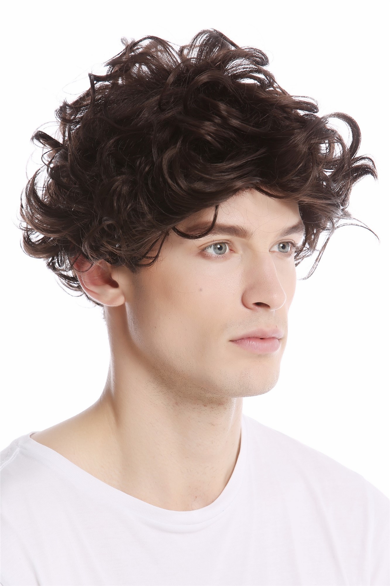 GFW963-44 Men Gents or Lady Wig short casual to wild curly voluminous look medium brown, front view, WIG ME UP: Your Perücken Online Shop Quality Wigs, Men, Brown, curled, short