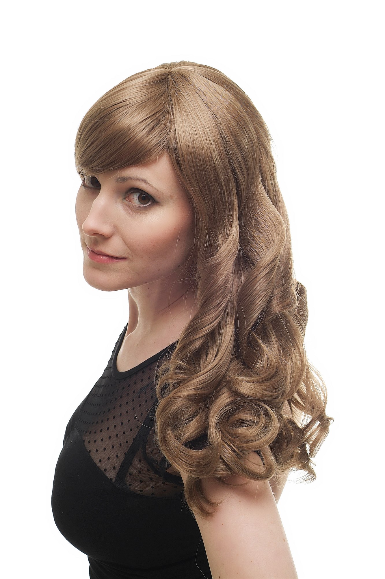 Lady Wig long romantic curls natural ash dark blond parted fringe 3405-14, view 7, WIG ME UP: Your Perücken Online Shop Quality Wigs, Ladies, light golden brown, curled, long