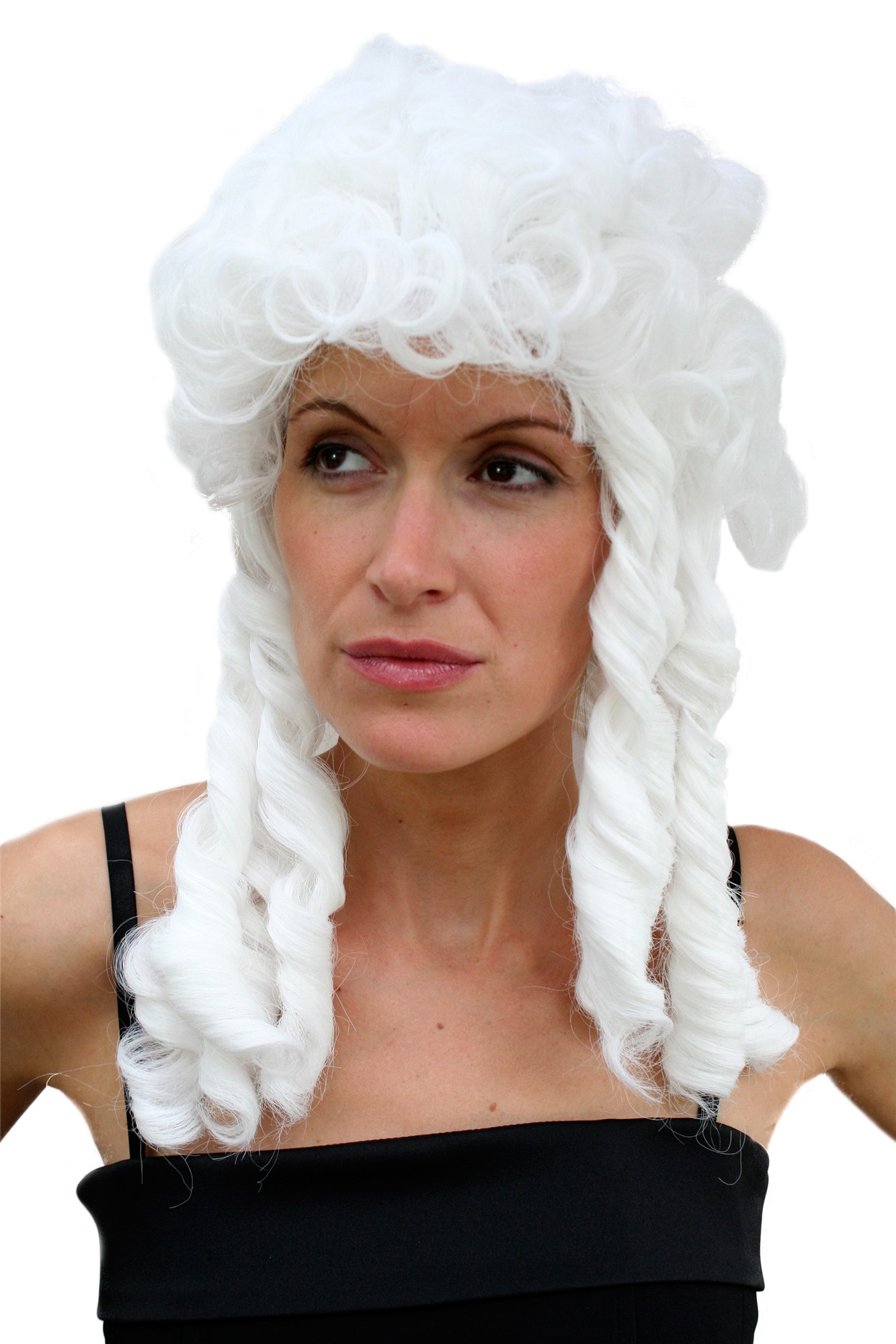 Party/Fancy Dress Lady Man unisex WIG BRIGHT BLOND WHITE CURLY baroque MARIE ANTOINETTE aristocrat, front view, WIG ME UP: Your Perücken Online Shop Party Wig, Unisex, White, curled, shoulder-length
