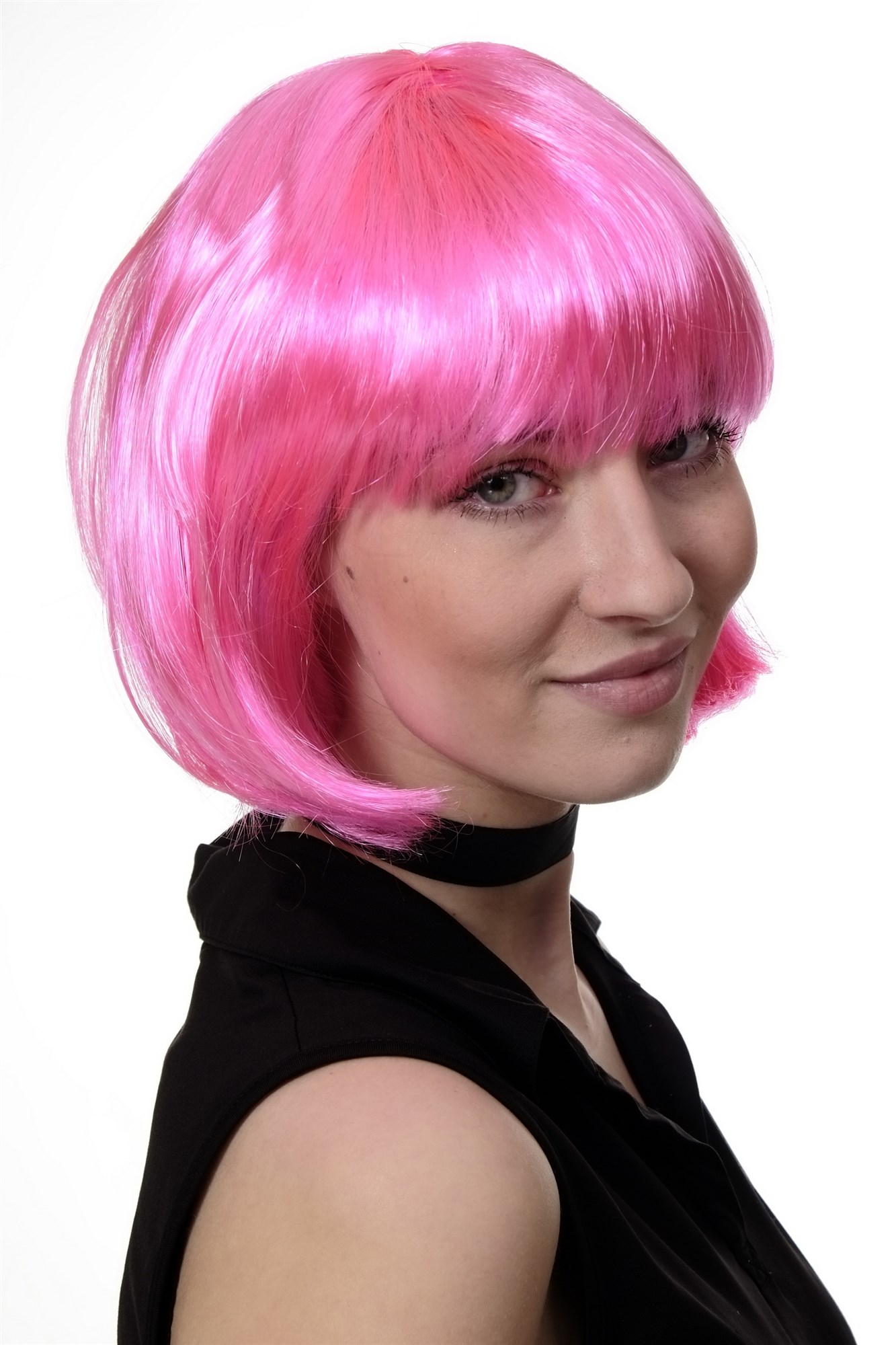günstige Party Perücke, Sexy Party Perücke Bob Disco Go-Go Burlesque Pink Rosa PW0114-PC5, Ansicht 3, WIG ME UP: Ihr Perücken Online Shop glatte Party Perücke Pink kurze Haare für Damen