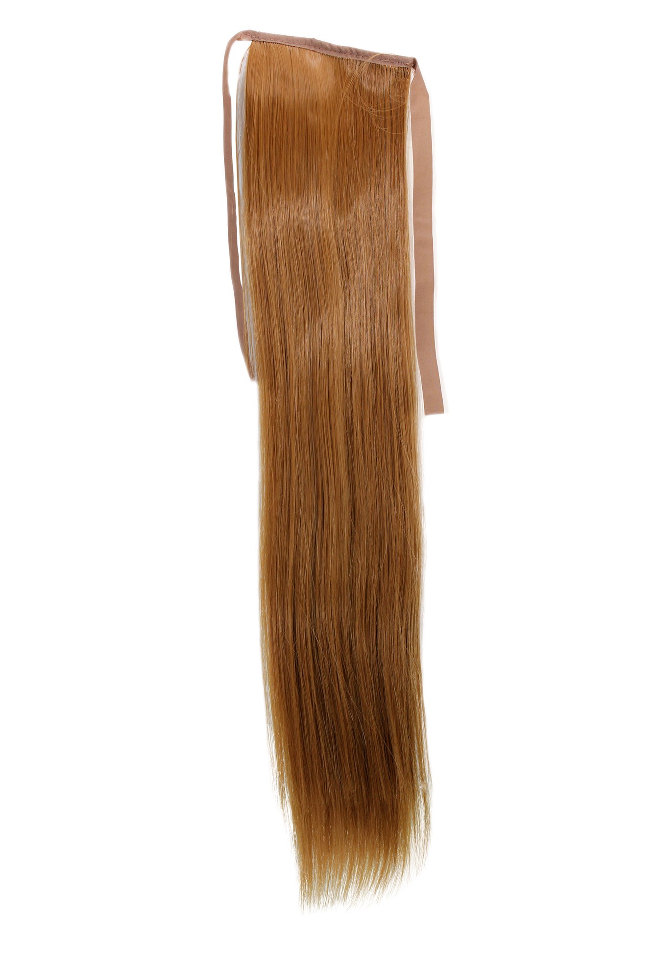 hochwertiges Haarteil Kupfer-Blond glatt Band + Klammer Befestigung YZF-TS18-27, Vorderansicht, WIG ME UP: Ihr Perücken Online Shop glattes Zopf-Haarteil Kupferblond 45 cm lang