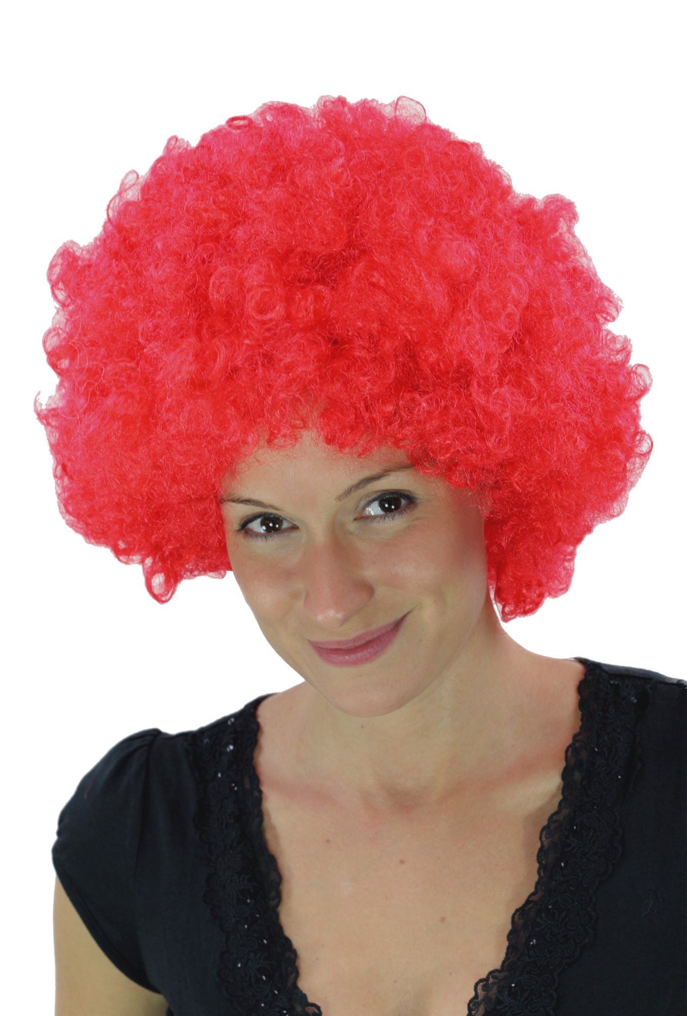 Party/Fancy Dress/Halloween WIG gigantic super volume RED disco AFRO funky huge HAIR! PW0011-PC13, front view, WIG ME UP: Your Perücken Online Shop Party Wig, Unisex, bright red, curled, short
