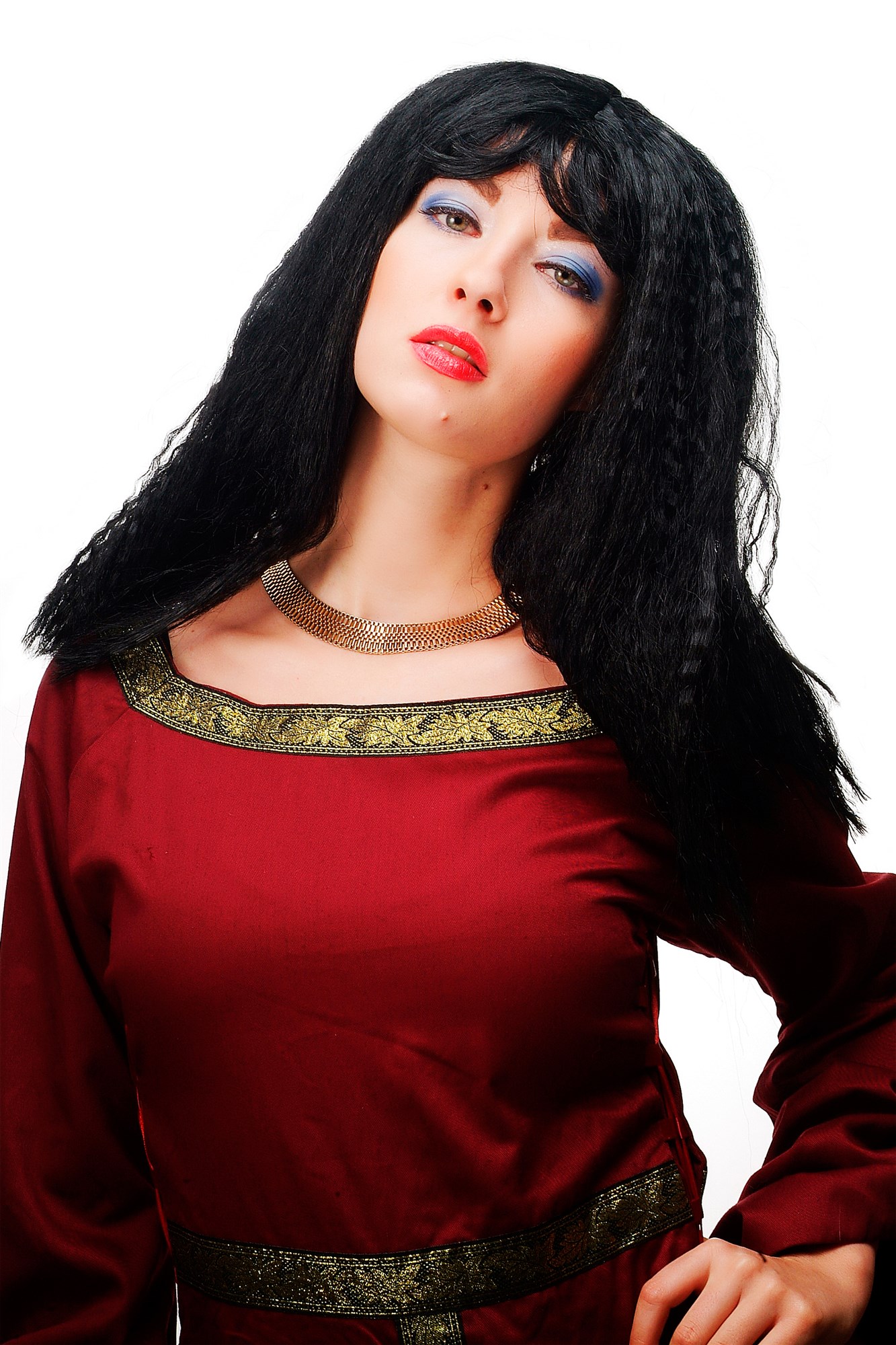 Party/Fancy Dress WIG lady kinked volume black hair long wild & sexy Latin Lover Caribbean Pirate, front view, WIG ME UP: Your Perücken Online Shop Party Wig, Ladies, Black, wavy, long