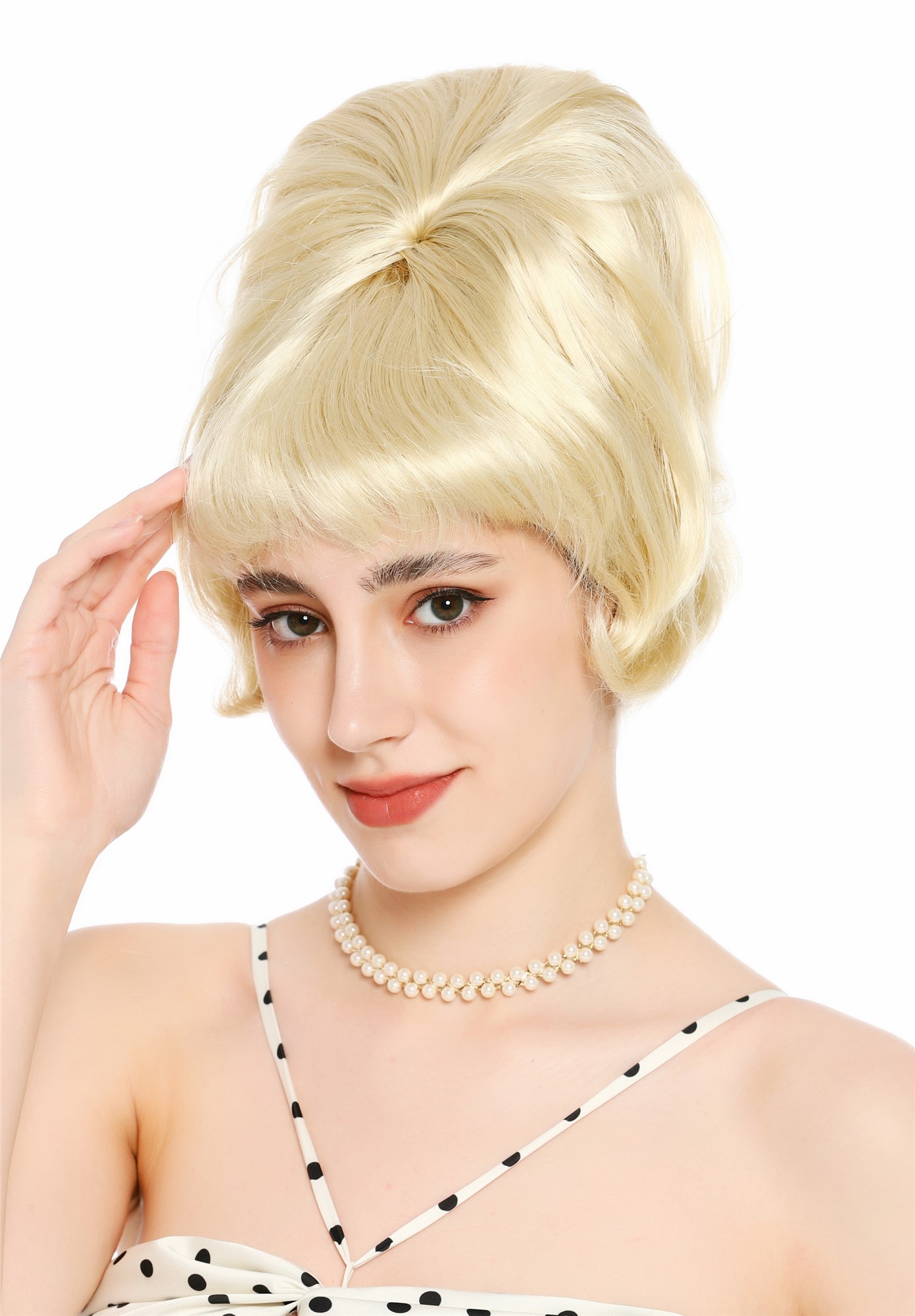 Perücke Damen Retro Vintage 50er 60er Beehive hochtoupiert Hellblond Platinblond DW3436-613