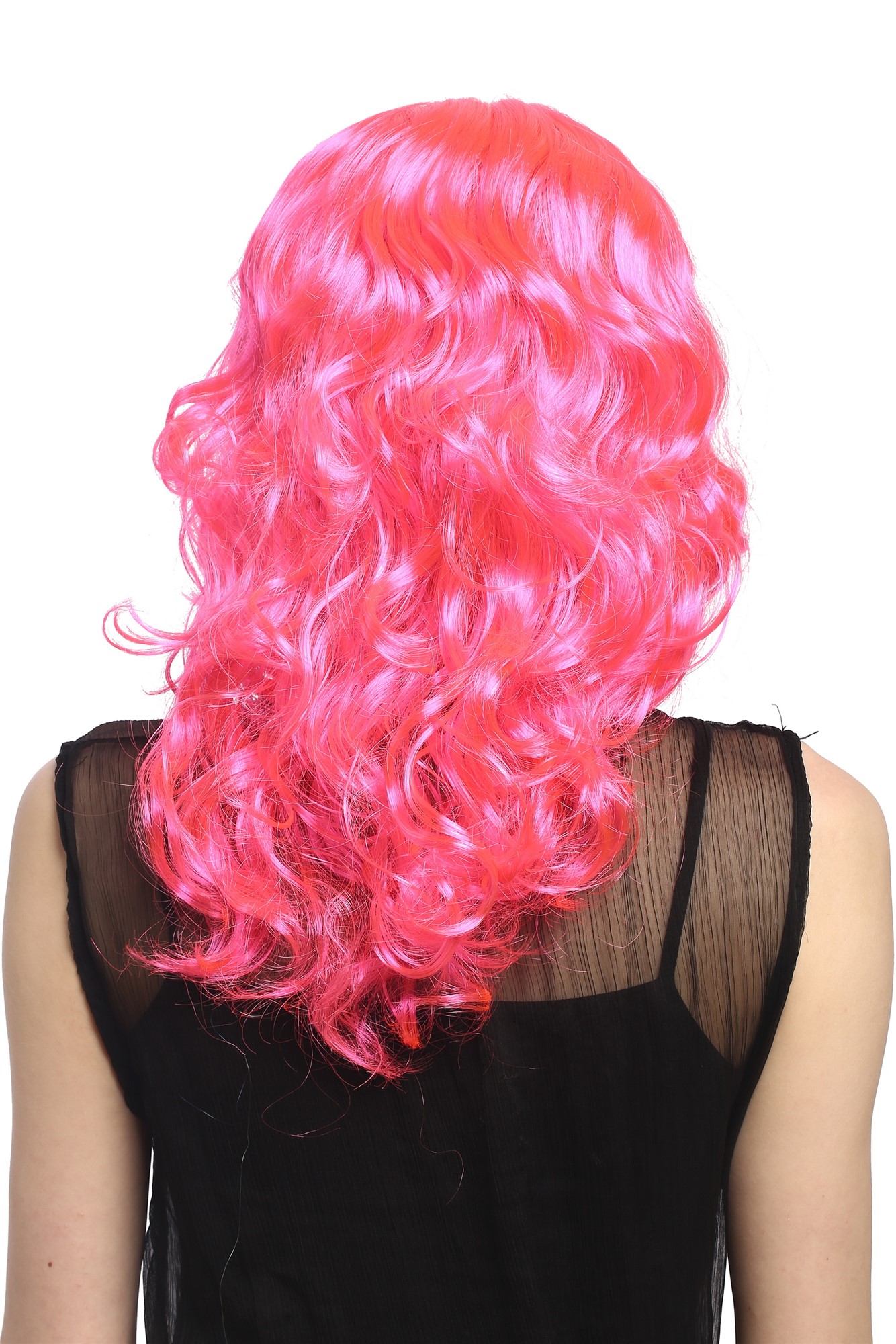 Lady Party Wig Halloween Fancy Dress long very voluminous curly curls middle-parting pink 20", view 3, WIG ME UP: Your Perücken Online Shop Party Wig, Ladies, Pink, curled, long