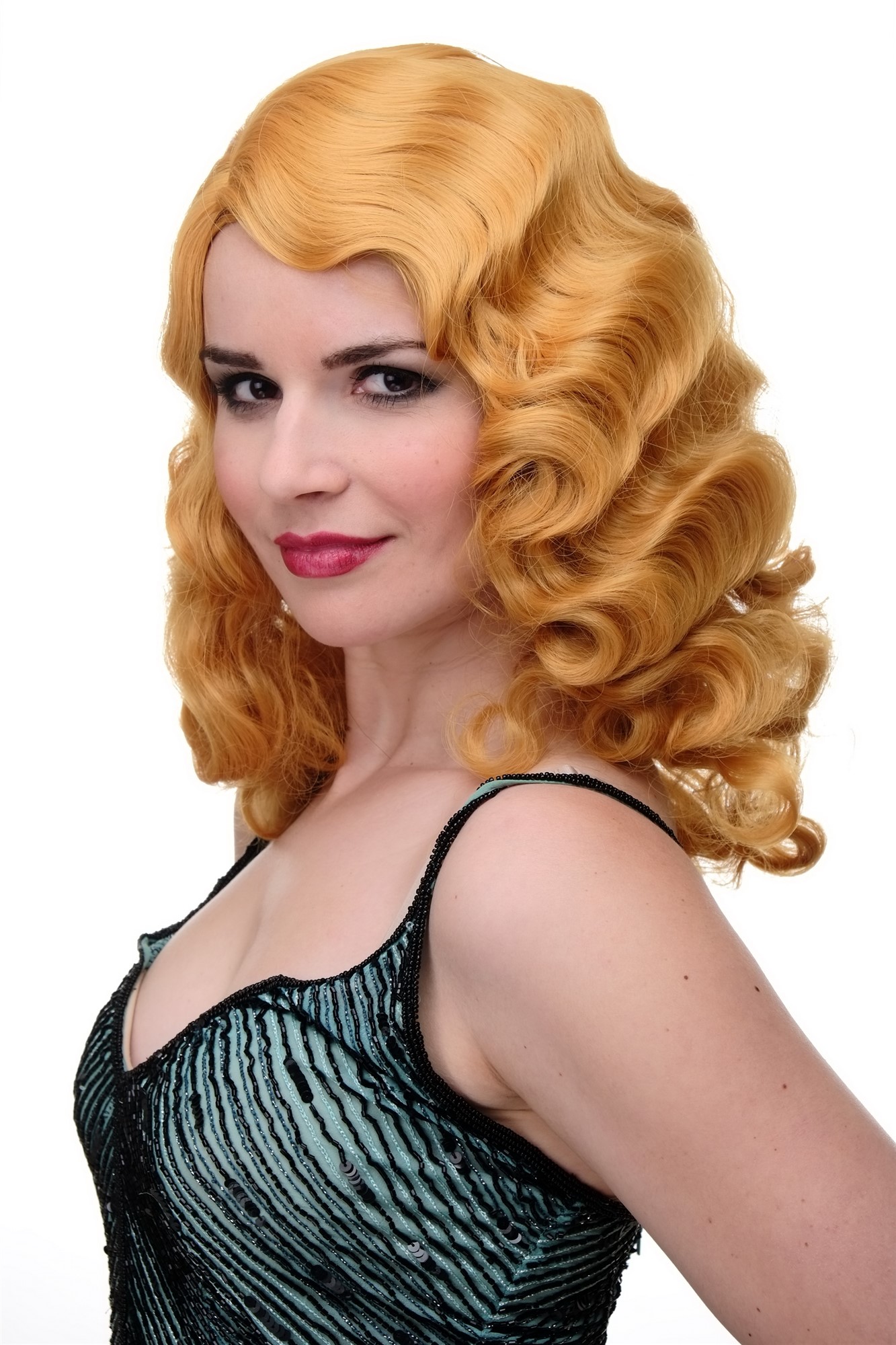 hochwertige Qualitätsperücken, Perücke Diva Wasserwelle Kupferblond GF-W1860-144, Ansicht 2, WIG ME UP: Ihr Perücken Online Shop wellige Tressen-Perücke mit Kopfhaut-Imitat Goldblond lange Haare für Damen
