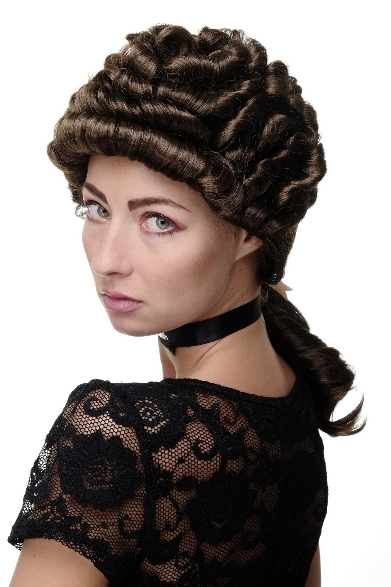 Wig for Man Men Gents Theatre Renaissance Baroque Casanova curls ponytail Aristocrat brown, view 6, WIG ME UP: Your Perücken Online Shop Quality Wigs, Men, Vibrant medium brown, curled, shoulder-length