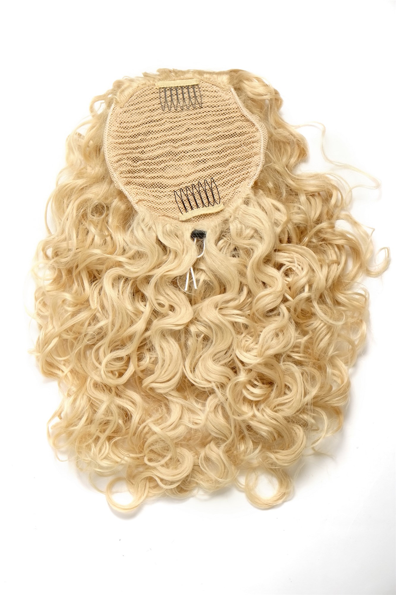 Hairpiece Ponytail with 2 combs/clips & elastic draw string long full curls voluminous golden blond, view 2, WIG ME UP: Your Perücken Online Shop Ponytails, golden-light blonde, curled, shoulder-length