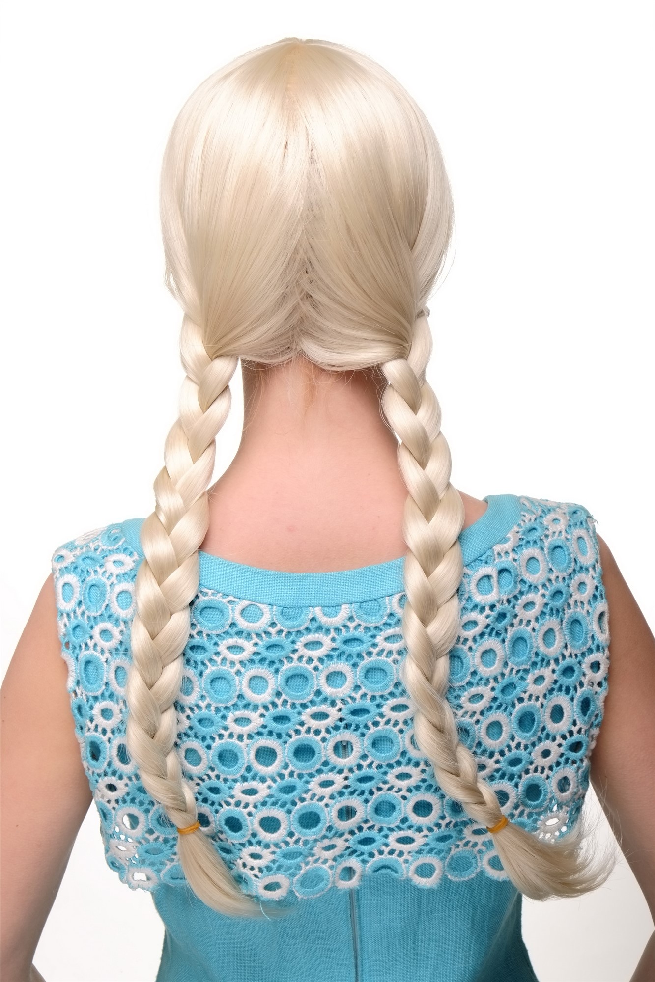 hochwertige Qualitätsperücken, Damen Perücke geflochtene Zöpfe Schulmädchen-Look Platinblond Modell: 3446, Ansicht 4, WIG ME UP: Ihr Perücken Online Shop geflochtene Tressen-Perücke Platinblond lange Haare für Damen