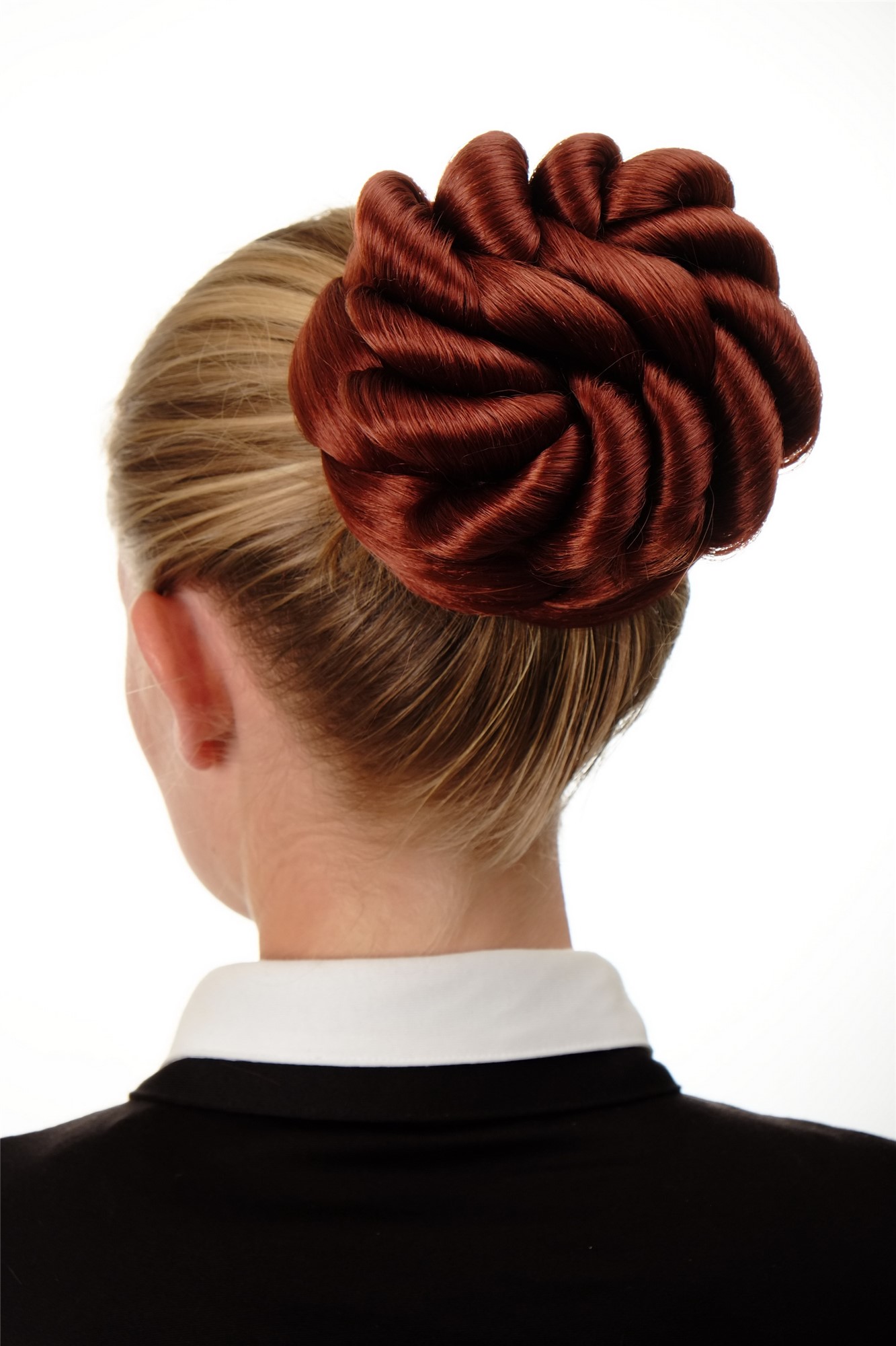 Dutt Haarknoten geflochten große Locken Rot Kupferrot N794-350, Ansicht 2, WIG ME UP: Ihr Perücken Online Shop geflochtener Dutt Haarteil Kupferrot