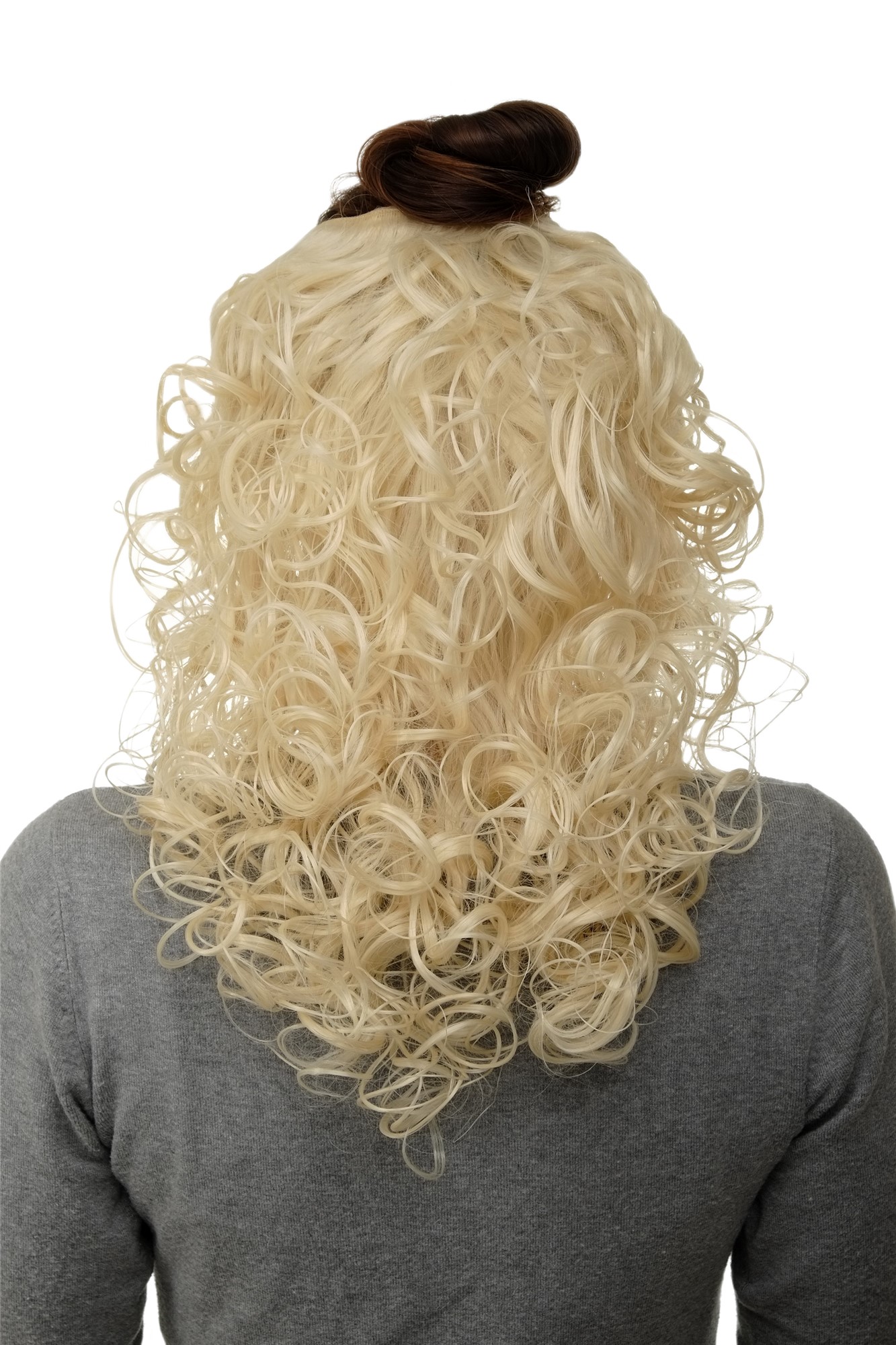 lockige Halbperücke Platinblond 40 cm lang