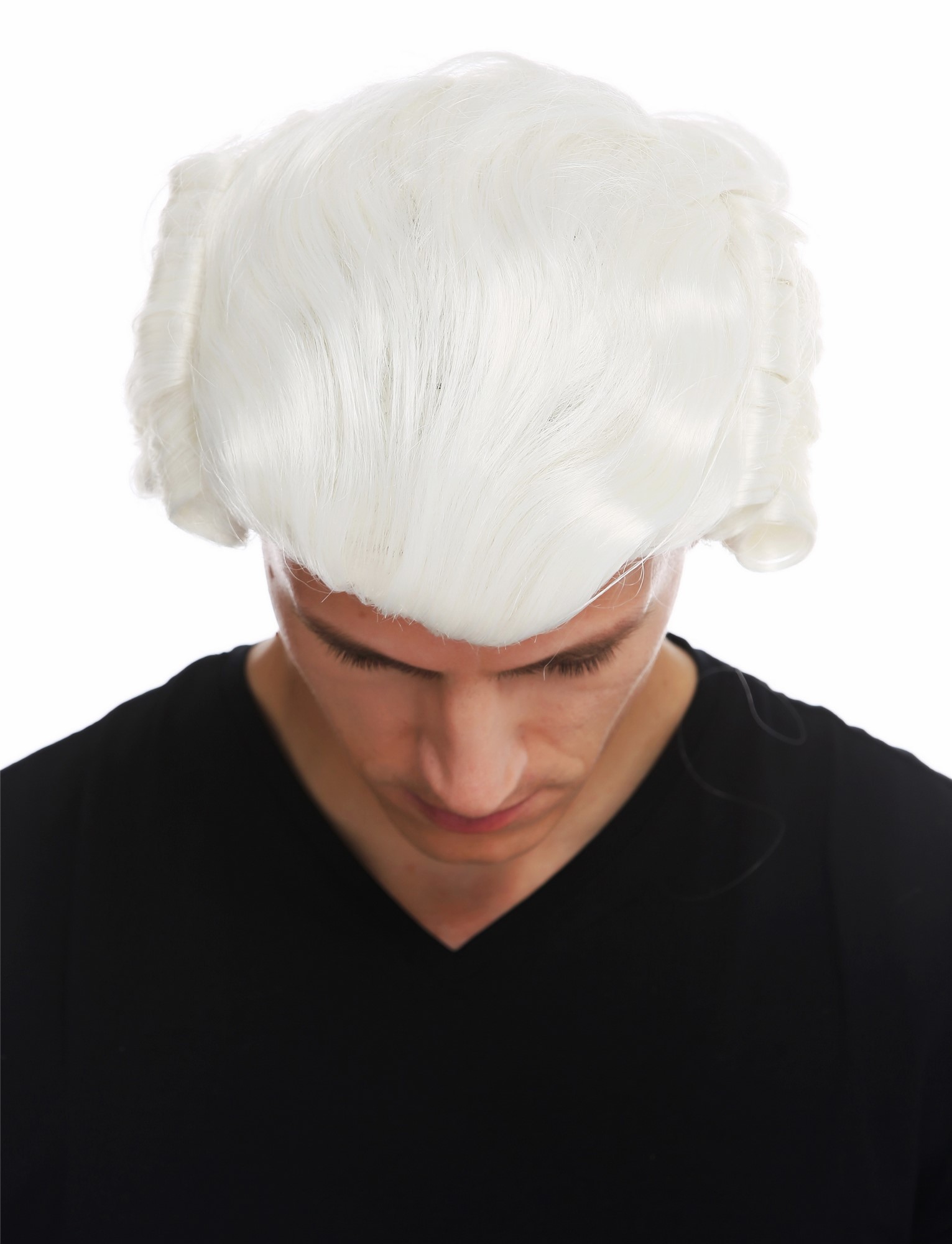 hochwertige Qualitätsperücken, Perücke Barock Edelmann Zopf Weiß VK-31-1001, Ansicht 4, WIG ME UP: Ihr Perücken Online Shop wellige Tressen-Perücke Blütenweiß lange Haare für Herren