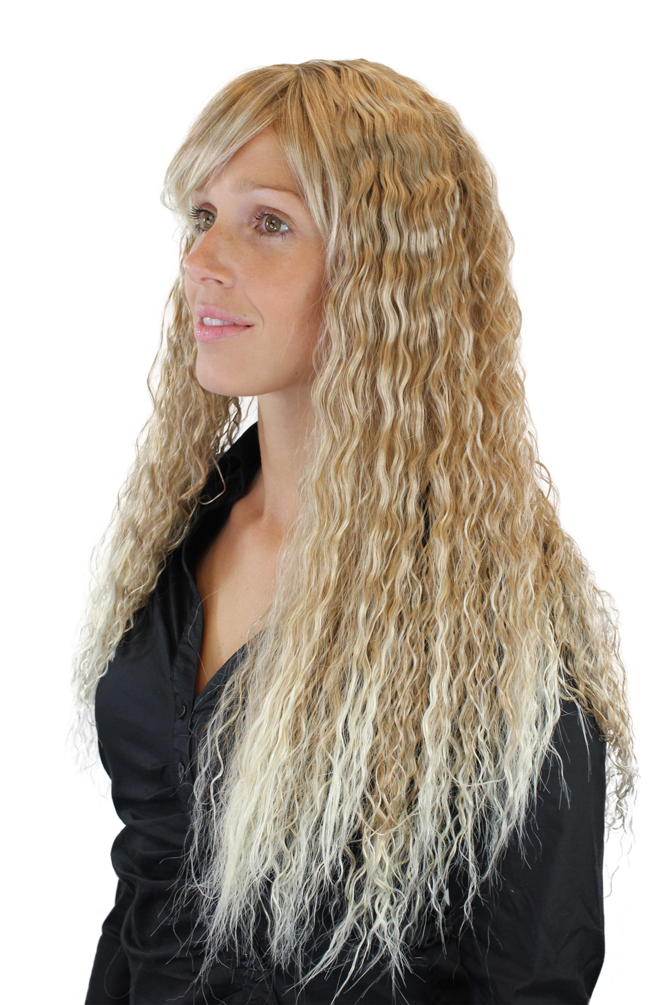 hochwertige Qualitätsperücken, Perücke Kinky Locken Lang Blond 7066C-27T613, Ansicht 2, WIG ME UP: Ihr Perücken Online Shop lockige Tressen-Perücke mit Kopfhaut-Imitat Hellblond sehr lange Haare für Damen