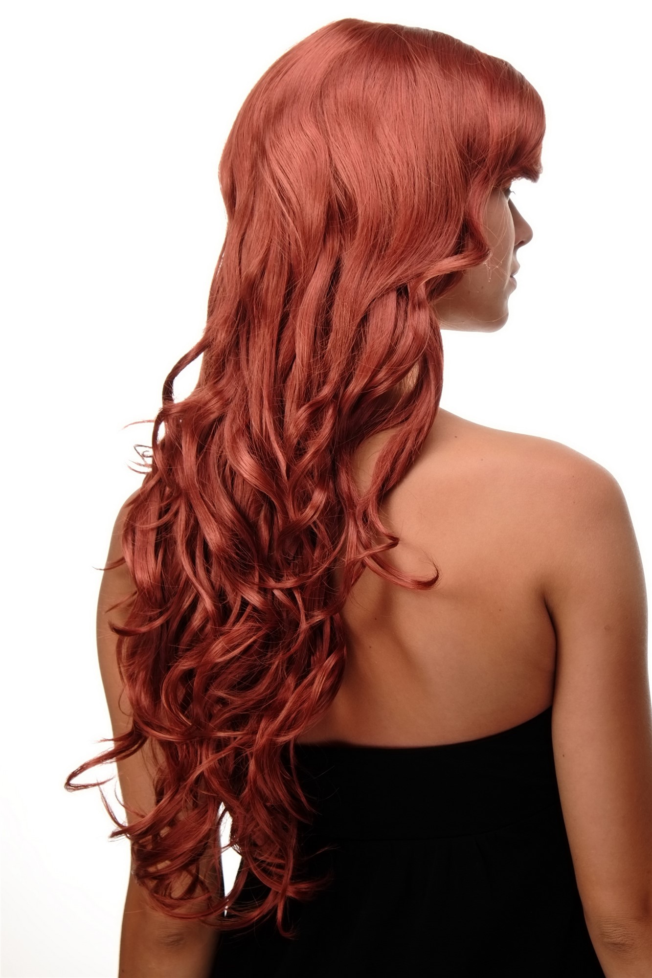 Stunning Lady  Wig very long wavy long fringe (for side parting) dark red darkred 27,5 inch, view 7, WIG ME UP: Your Perücken Online Shop Quality Wigs, Ladies, dark copper red, curled, long