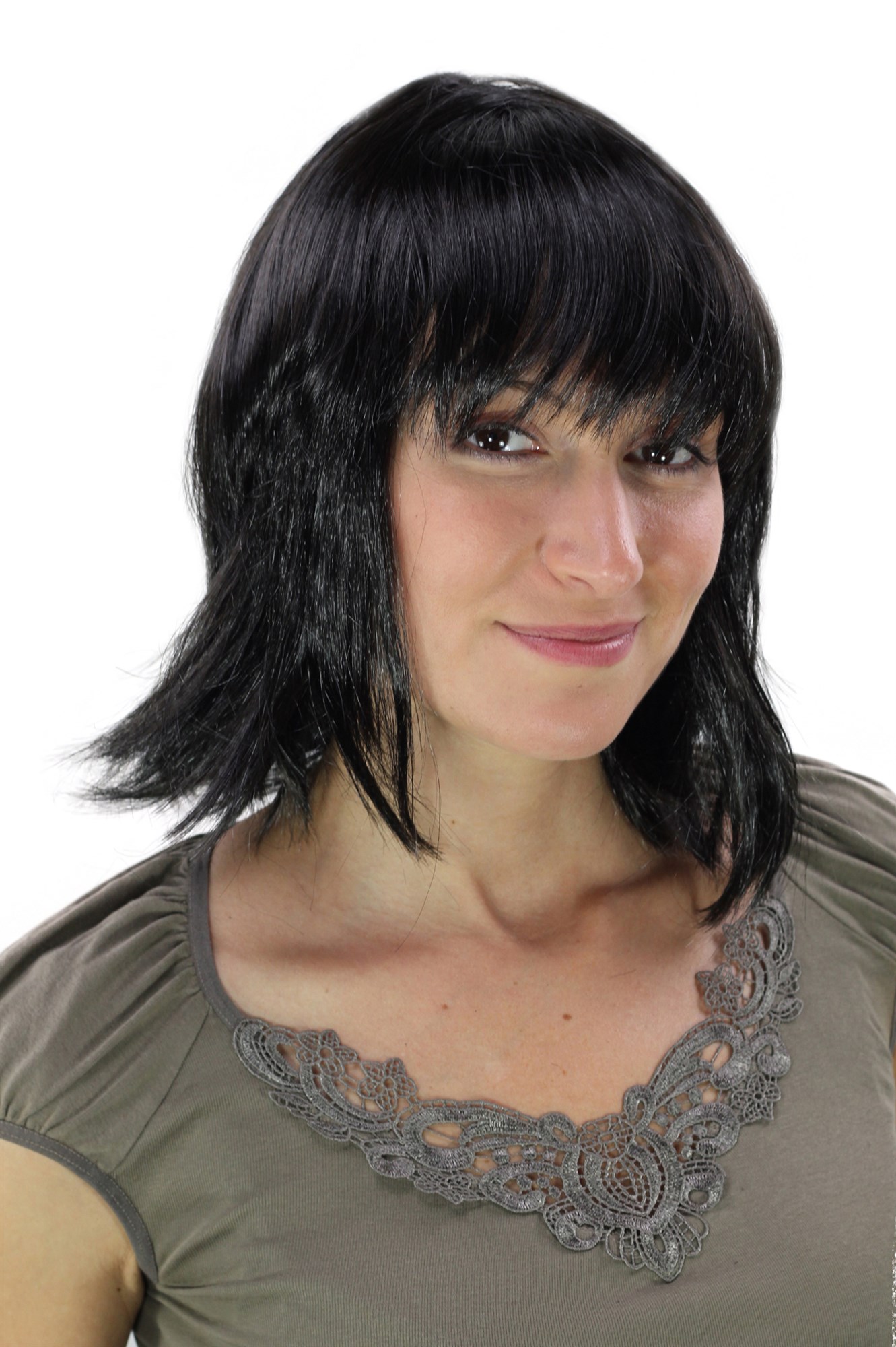 günstige Party Perücke, Party-Perücke Schwarz Kurz LM167-P103, Vorderansicht, WIG ME UP: Ihr Perücken Online Shop glatte Party Perücke schwarz schulterlange Haare für Damen