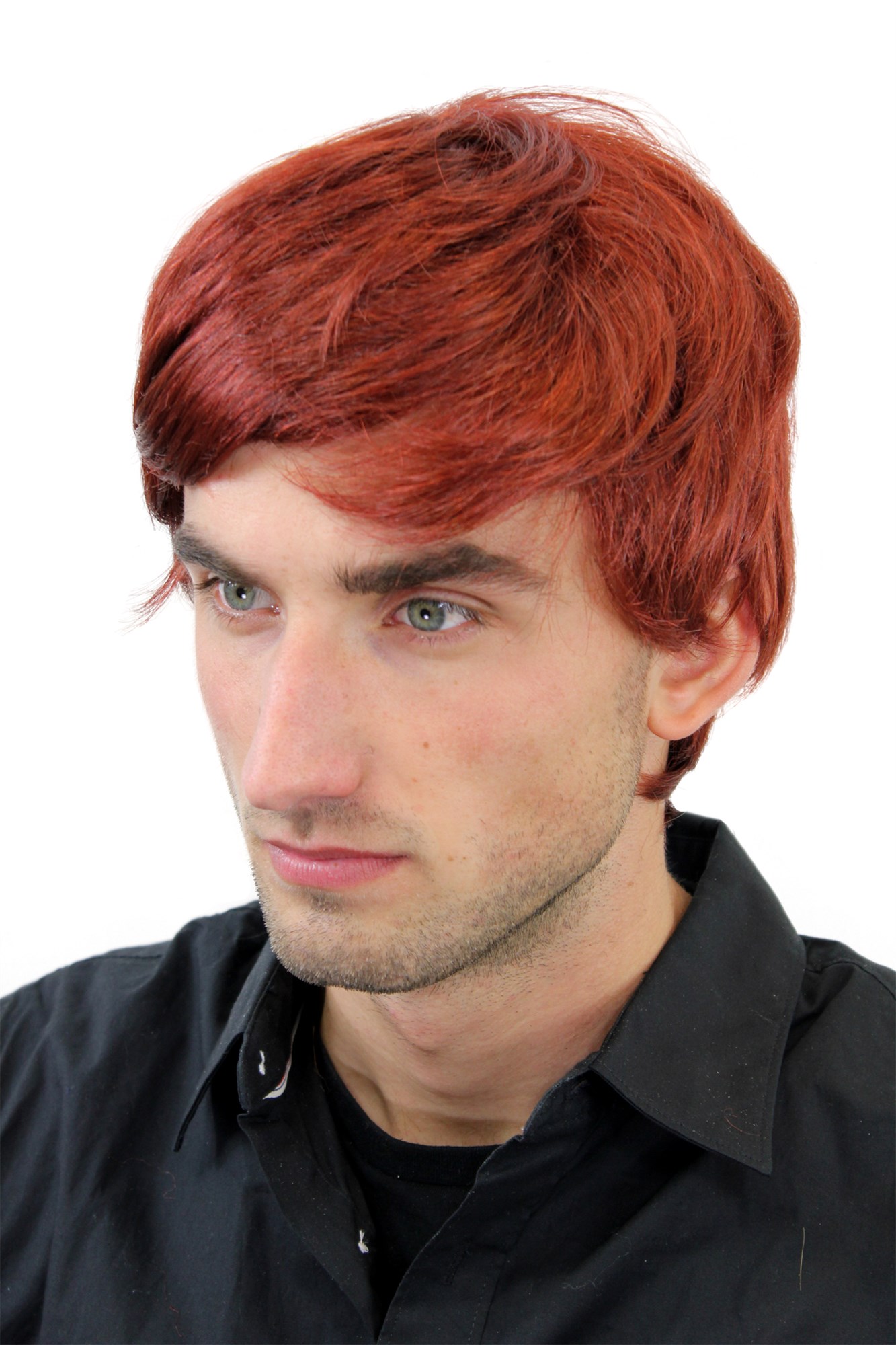 Men's WIG (for Men or Unisex) HIGH  synthetic short RED REDDISH youthful young look Man, front view, WIG ME UP: Your Perücken Online Shop Quality Wigs, Men, Red, straight, short