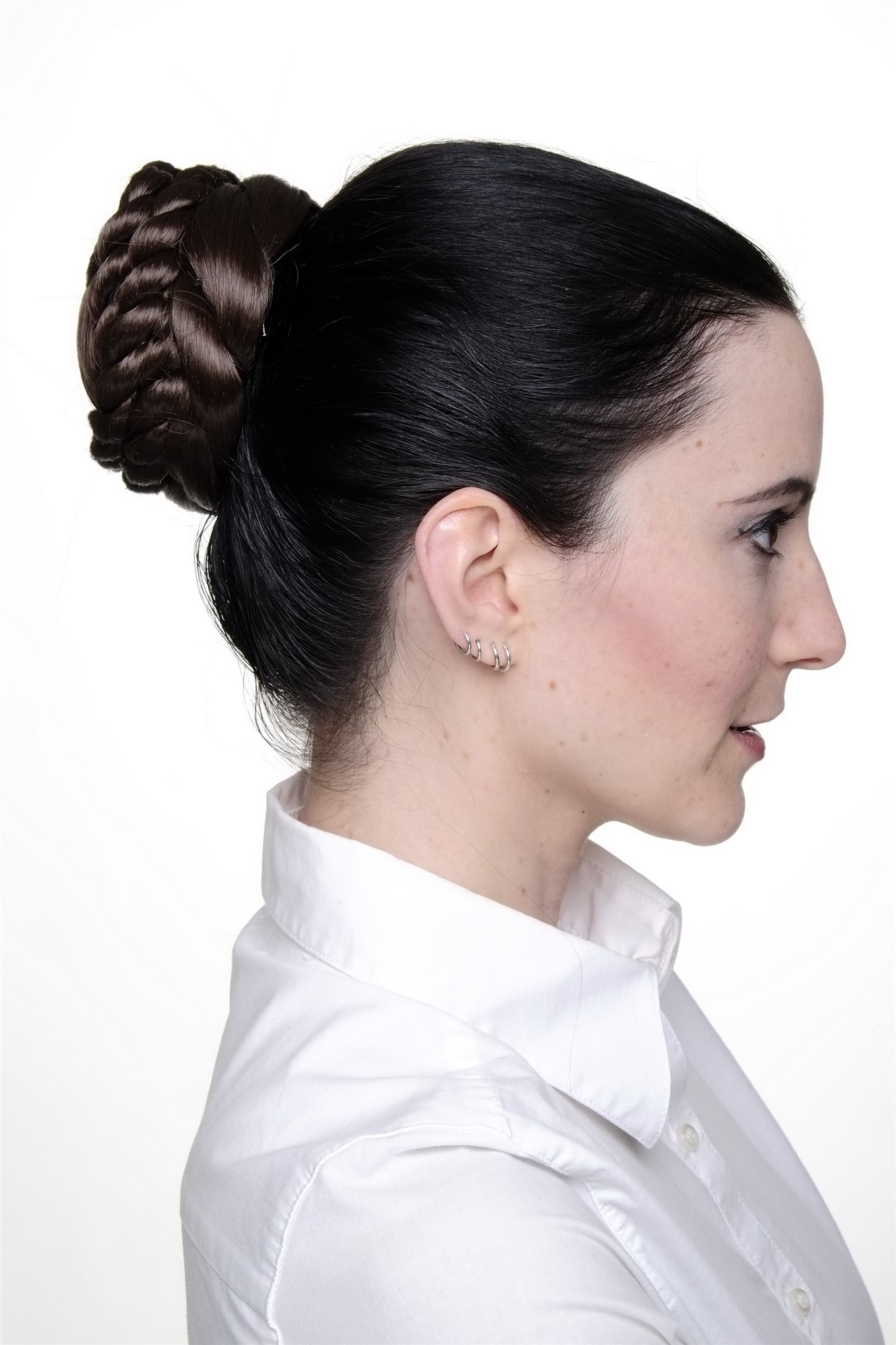 Hair Bun, light brown, Braided, short