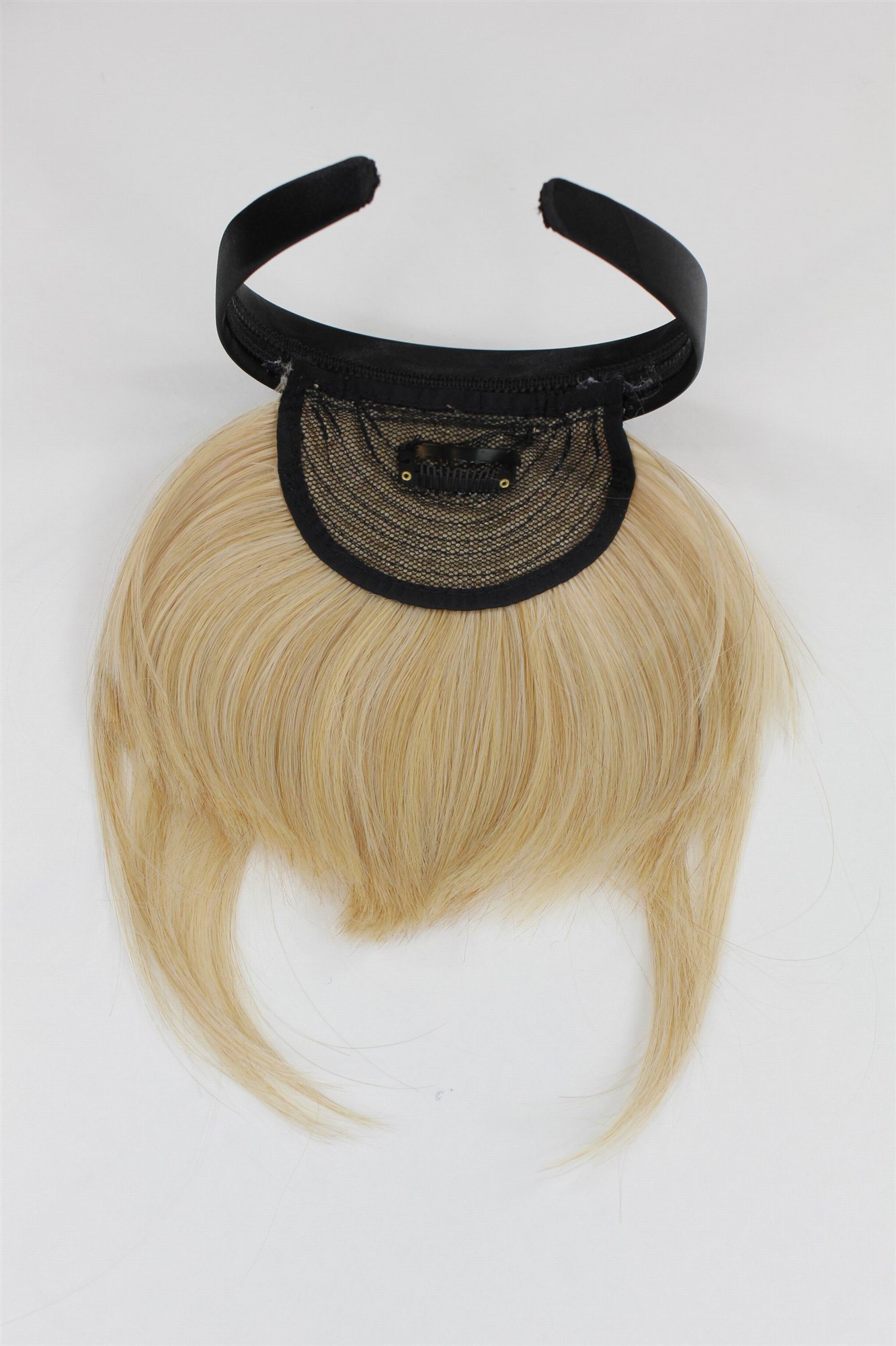 Hair Piece Clip in Bangs Fringe with hair circlet long framing strands HIGH  synthetic BLOND, view 2, WIG ME UP: Your Perücken Online Shop Clip-In Bang, light blonde, straight, short