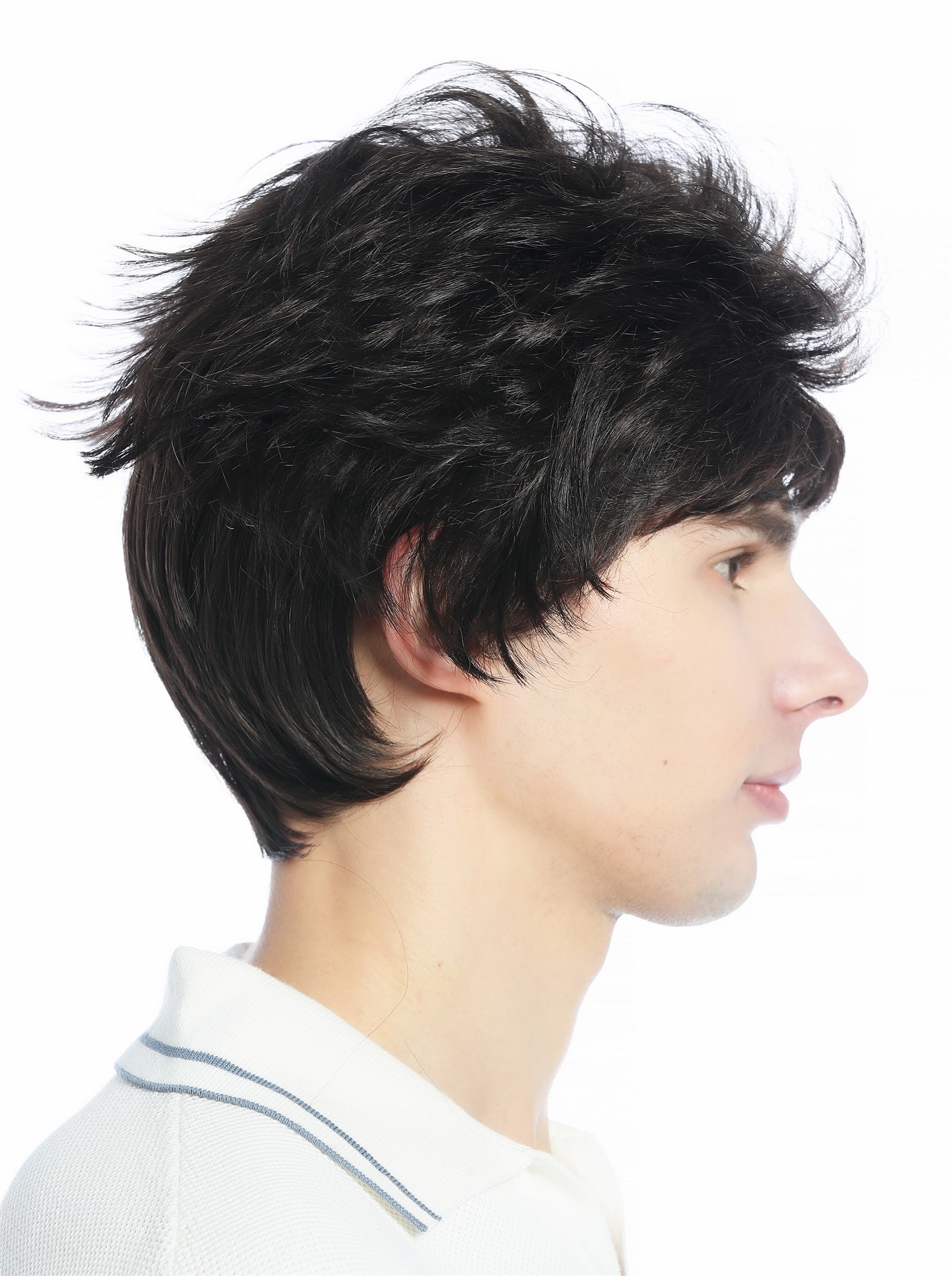 hochwertige Qualitätsperücken, Perücke kurz wild retro 80er toupiert wie ungekämmt Braun M-252A-6, Ansicht 4, WIG ME UP: Ihr Perücken Online Shop glatte Tressen-Perücke Mittelbraun kurze Haare für Unisex