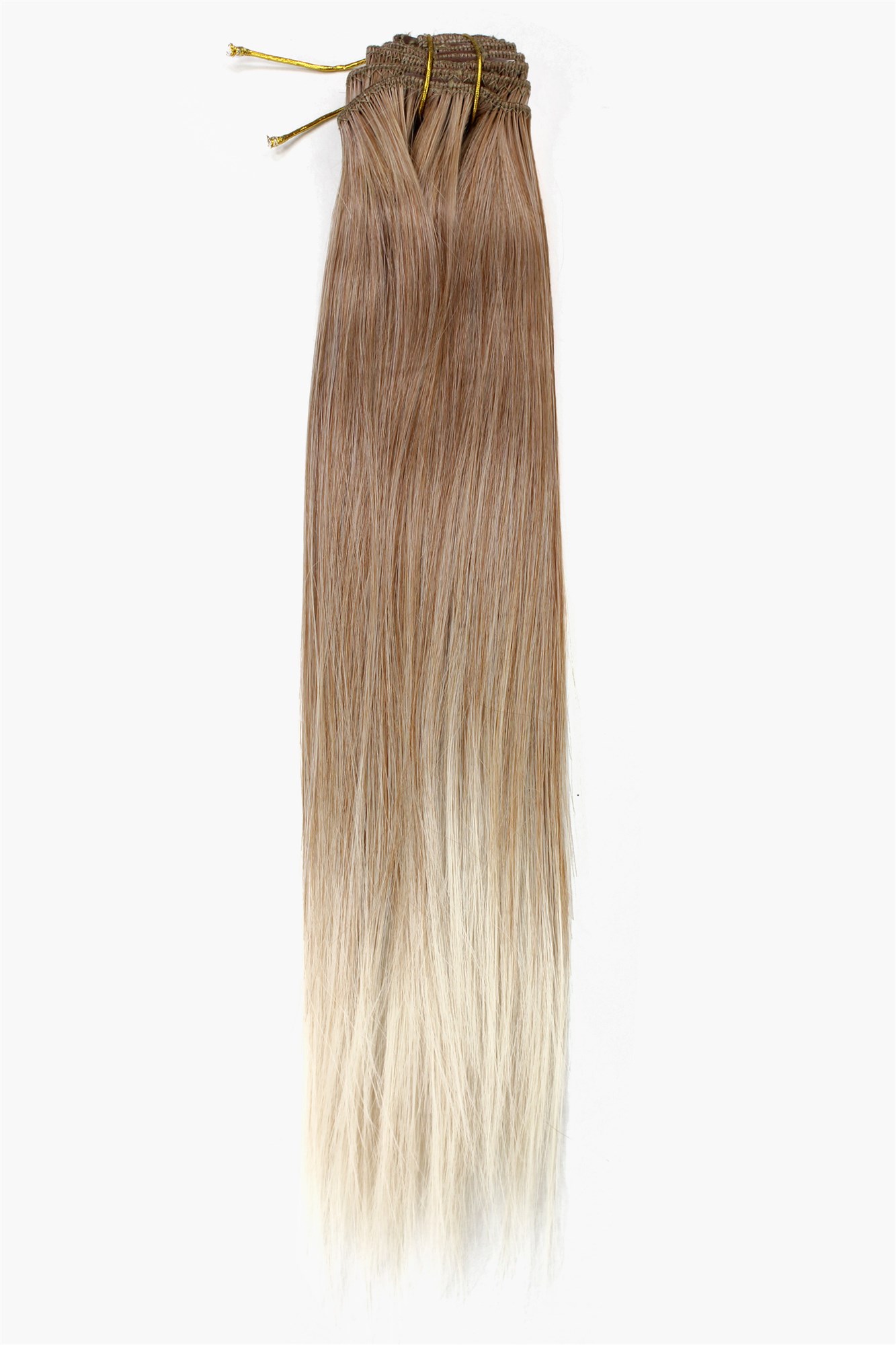 glatte Extensions Blondmix mit hellen Spitzen 40 cm lang