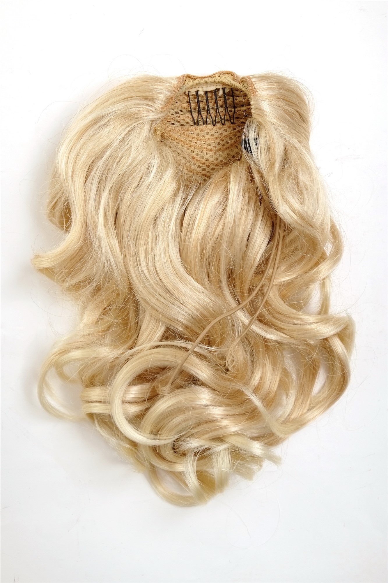 hochwertiges Haarteil gewellt halblang 35 cm 1 Kamm + Gummizug Blond-Mix Modell: JL-3023, Ansicht 4, WIG ME UP: Ihr Perücken Online Shop welliges Zopf-Haarteil Blond-Mix 35 cm lang