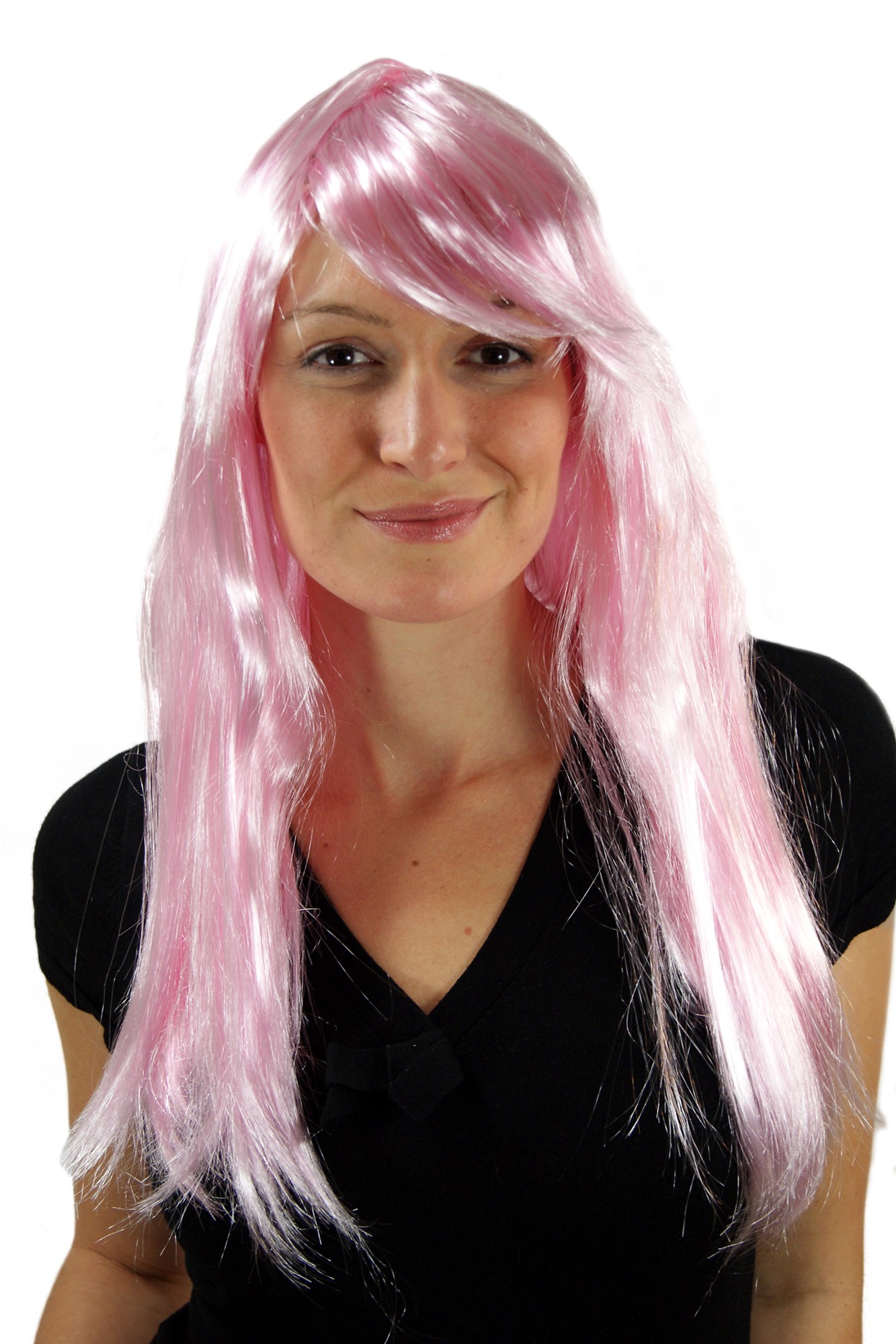 günstige Party Perücke, Rosa Langhaarperücke LM3040-PC28, Vorderansicht, WIG ME UP: Ihr Perücken Online Shop glatte Party Perücke Pink lange Haare für Damen