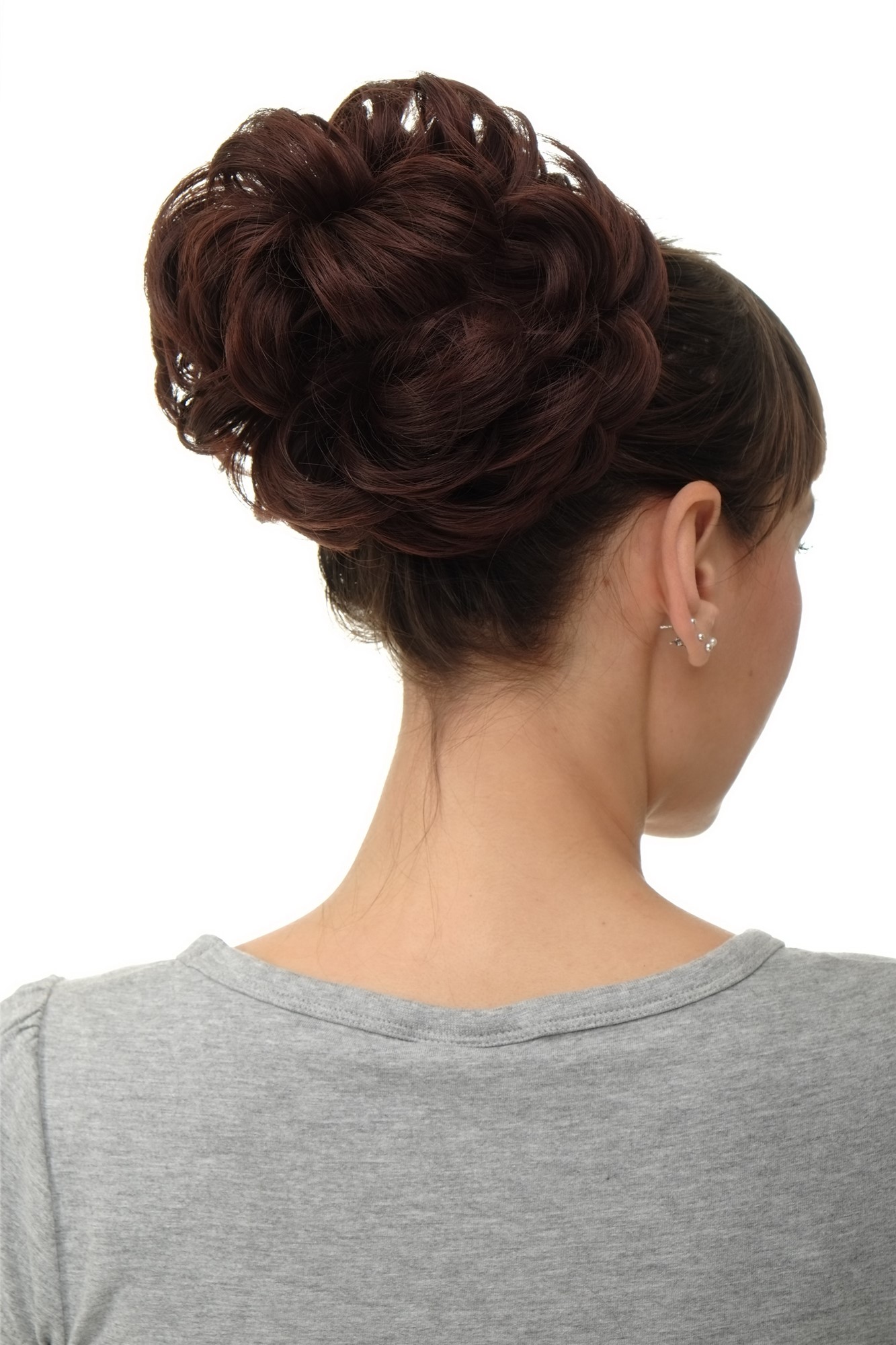 Haarteil Dutt Haarrose Buschig Mahagonibraun Q840-33, Vorderansicht, WIG ME UP: Ihr Perücken Online Shop lockiger Dutt Haarteil Mahagonibraun