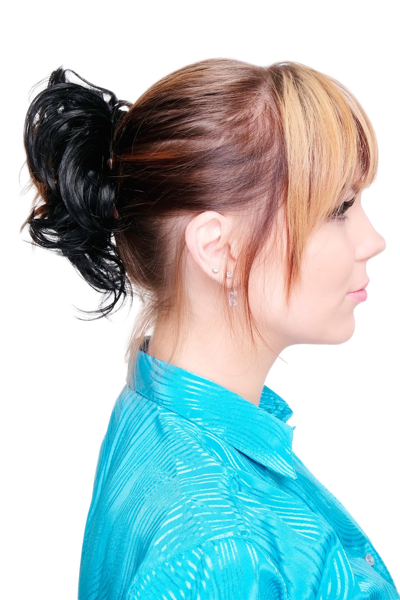 Scrunchie Haarband Schwarzbraun Schwarz JL-0119A-2, Vorderansicht, WIG ME UP: Ihr Perücken Online Shop Scrunchie lockig Schwarzbraun 17 cm