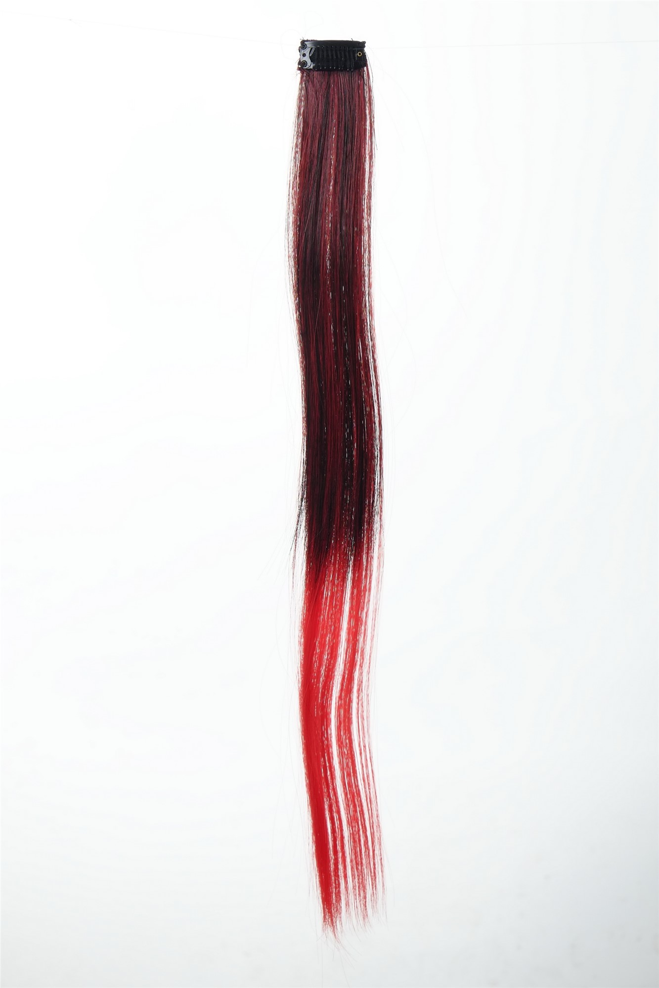 glatte Extensions Tiefschwarz-Feuerrot-Mix 45 cm lang