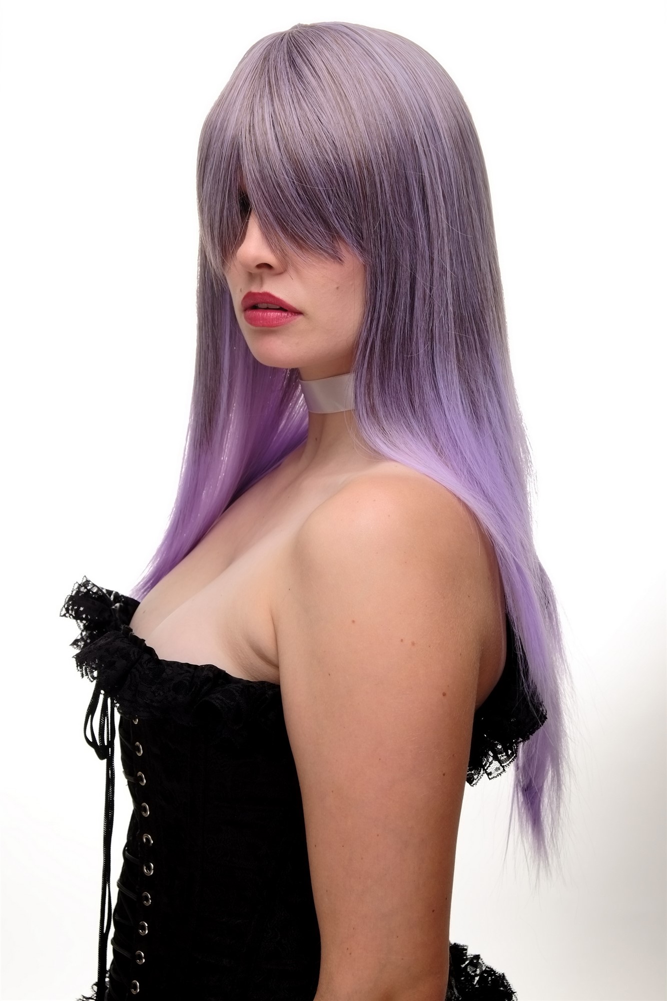 Weird & Wicked Lady  Wig Cosplay purple brown mix straight long fringe bangs 27", view 3, WIG ME UP: Your Perücken Online Shop Quality Wigs, Ladies, brown-purple, straight, long
