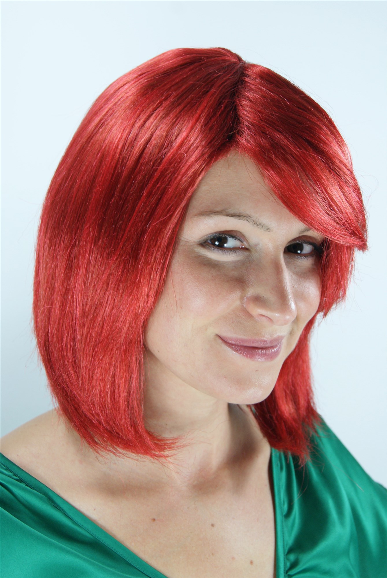 Lady women wig short Long Bob red side parting straight sleek 1215, view 3, WIG ME UP: Your Perücken Online Shop Quality Wigs, Ladies, Red, straight, short