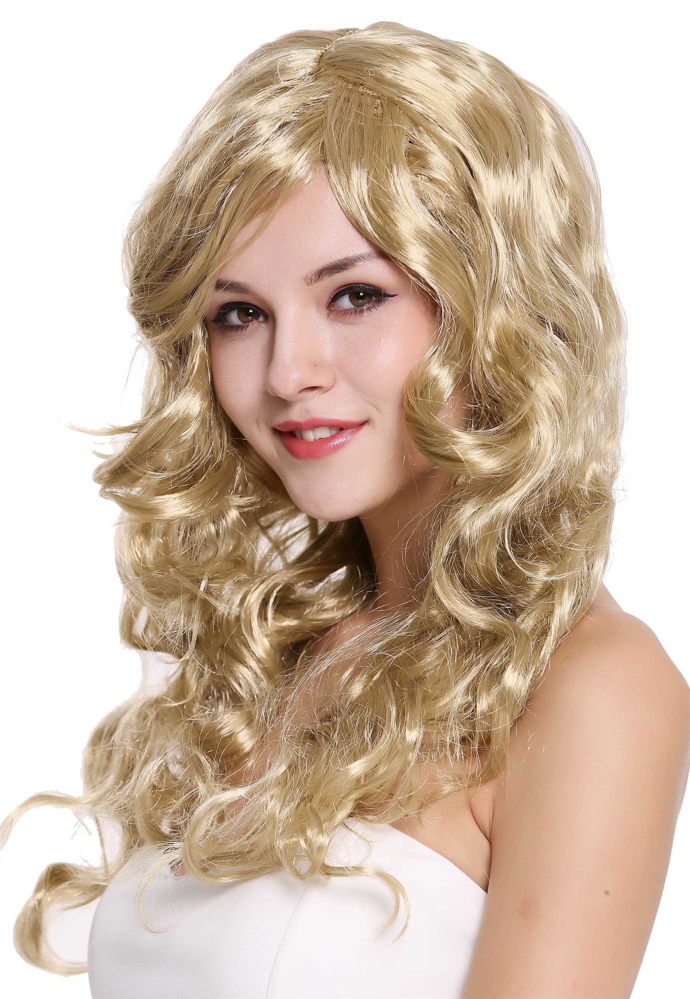 günstige Party Perücke, Perücke Blond Wellig Lang Scheitel DEC37-ZA89, Ansicht 4, WIG ME UP: Ihr Perücken Online Shop wellige Party Perücke Blond lange Haare für Damen