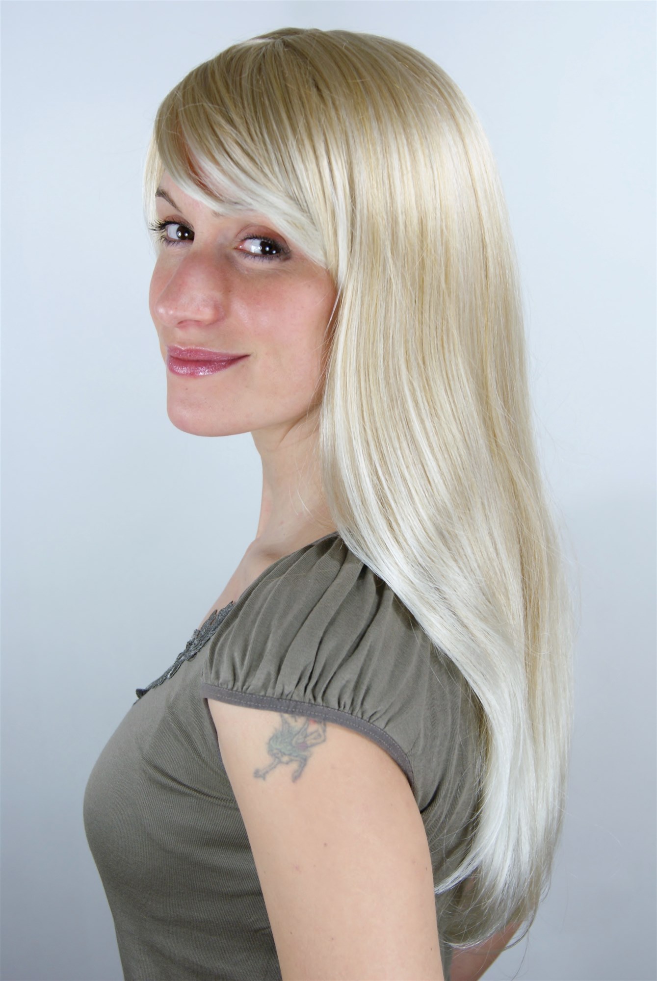 Lady women wig fringe parted straight long blonde platinum highlights tips 3115, view 3, WIG ME UP: Your Perücken Online Shop Quality Wigs, Ladies, Blonde, straight, long