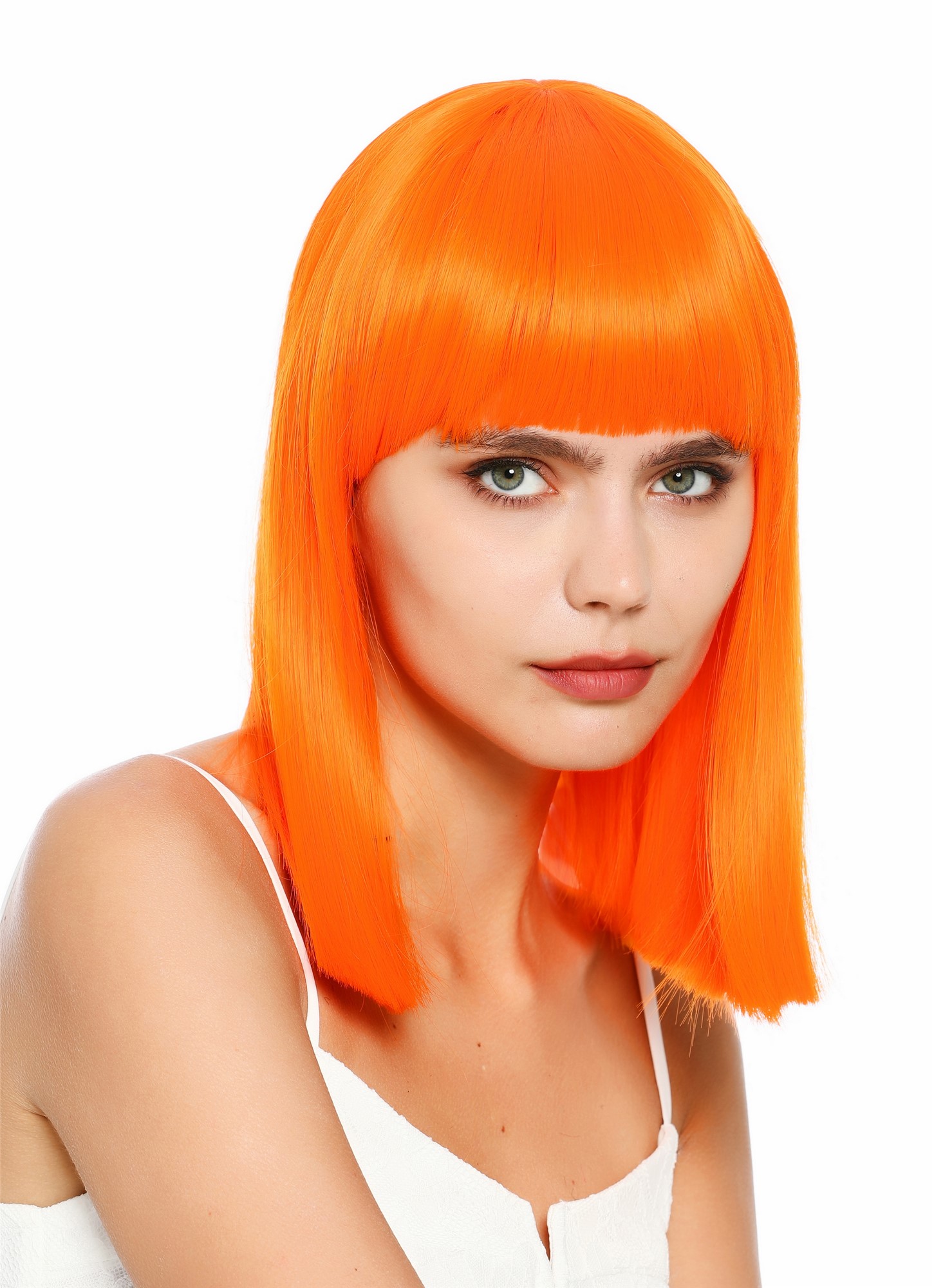 Damenperücke schulterlang blunt glatt breiter Pony Disco Orange SZL1498-DHT2202