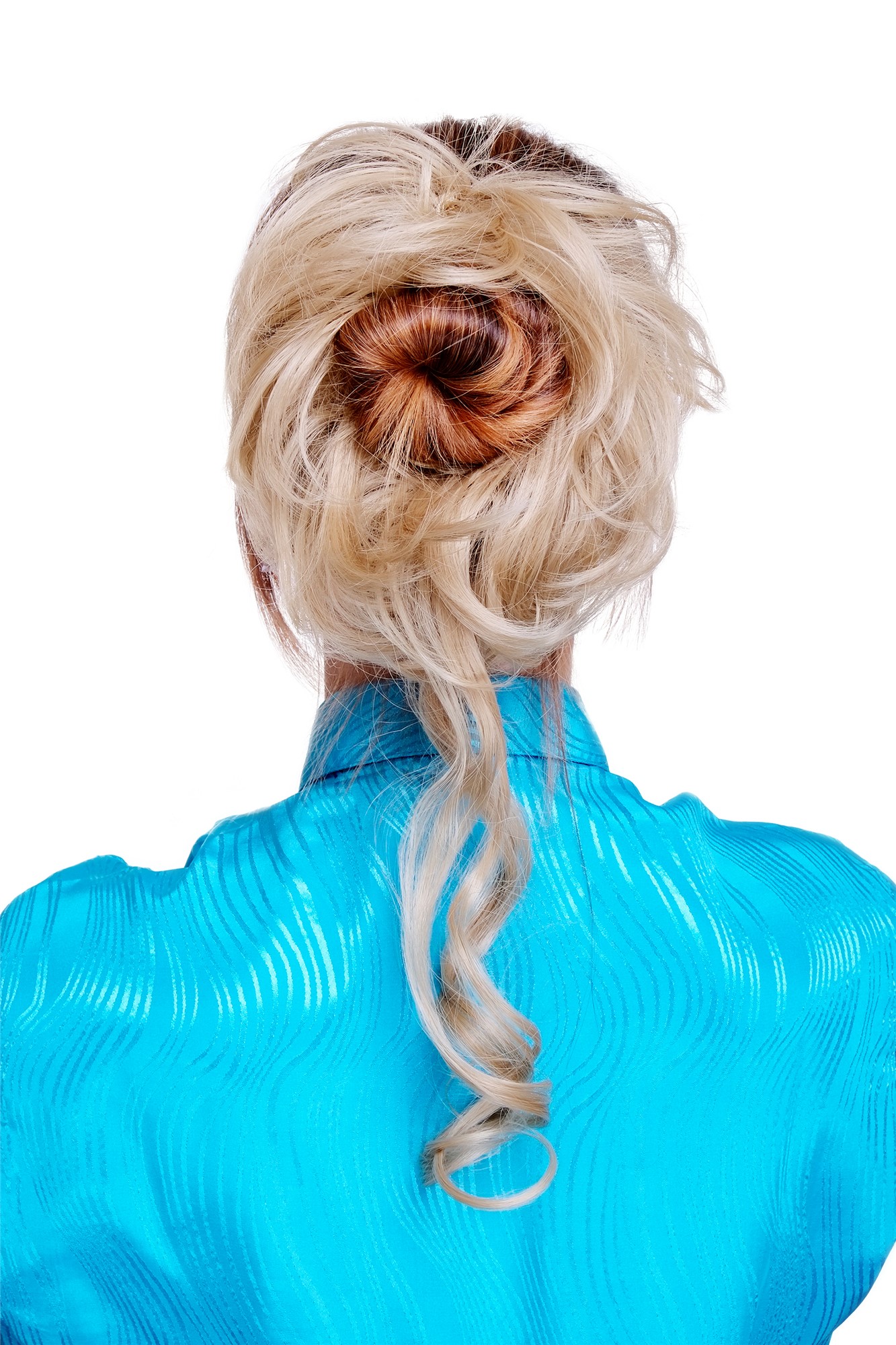 Hair Piece baroque voluminous wild curled scrunchy comb ash blonde YZF-3072HT, front view, WIG ME UP: Your Perücken Online Shop Ponytails, Blonde, curled, shoulder-length