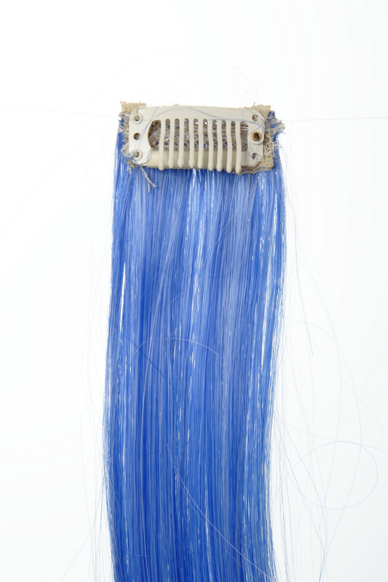 1 Clip-In Extension Strähne glatt 45 cm Ombre Blau Weiß YZF-P1S18P-T2512/1001, Ansicht 3, WIG ME UP: Ihr Perücken Online Shop glatte Extensions Dunkelblau-Weiß-Mix 45 cm lang