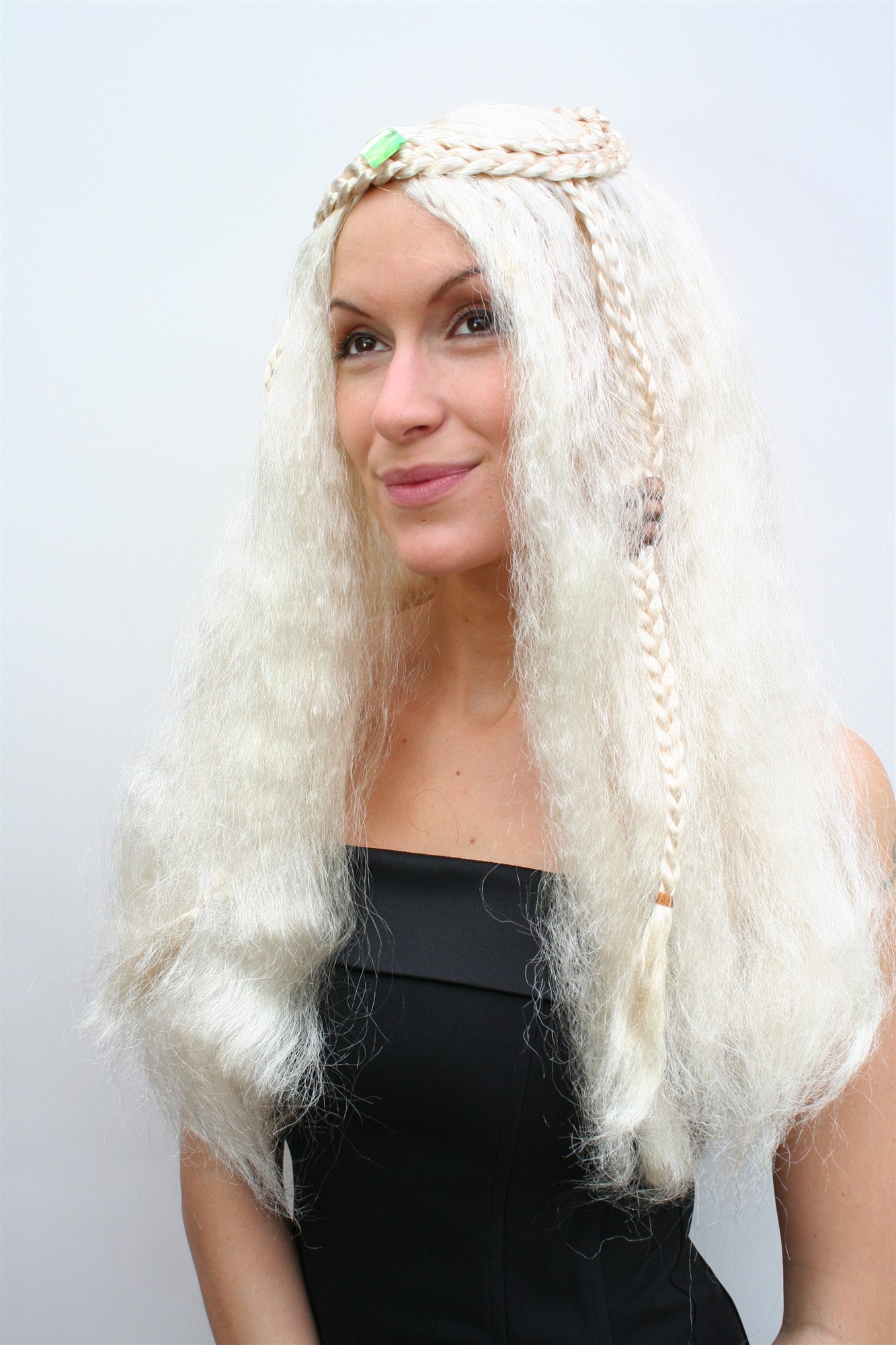 günstige Party Perücke, Blonde lange Hippie-Perücke Mittelscheitel 4905-P88, Ansicht 2, WIG ME UP: Ihr Perücken Online Shop geflochtene Party Perücke Hellblond lange Haare für Damen