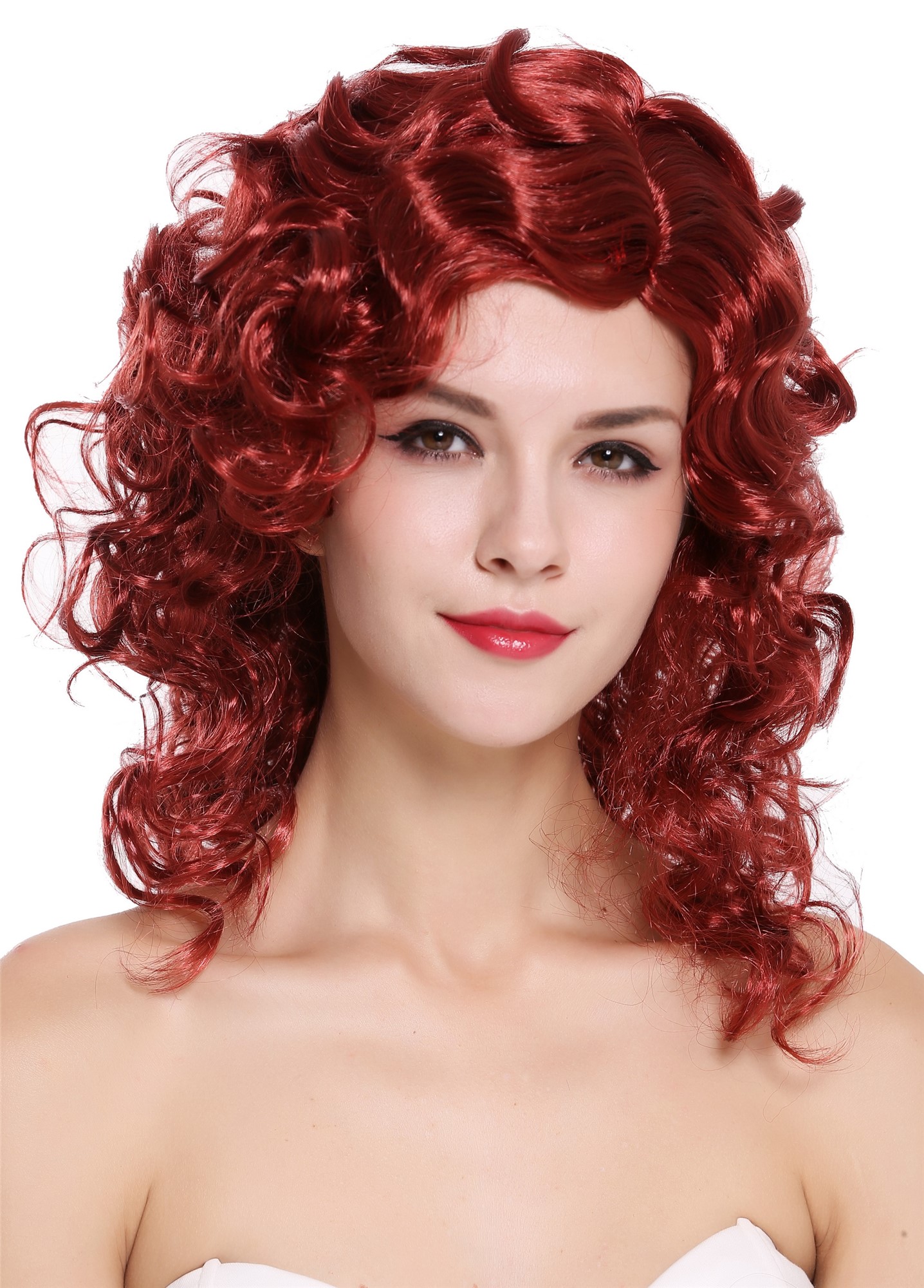 Party Wig, Ladies, Red, curled, long