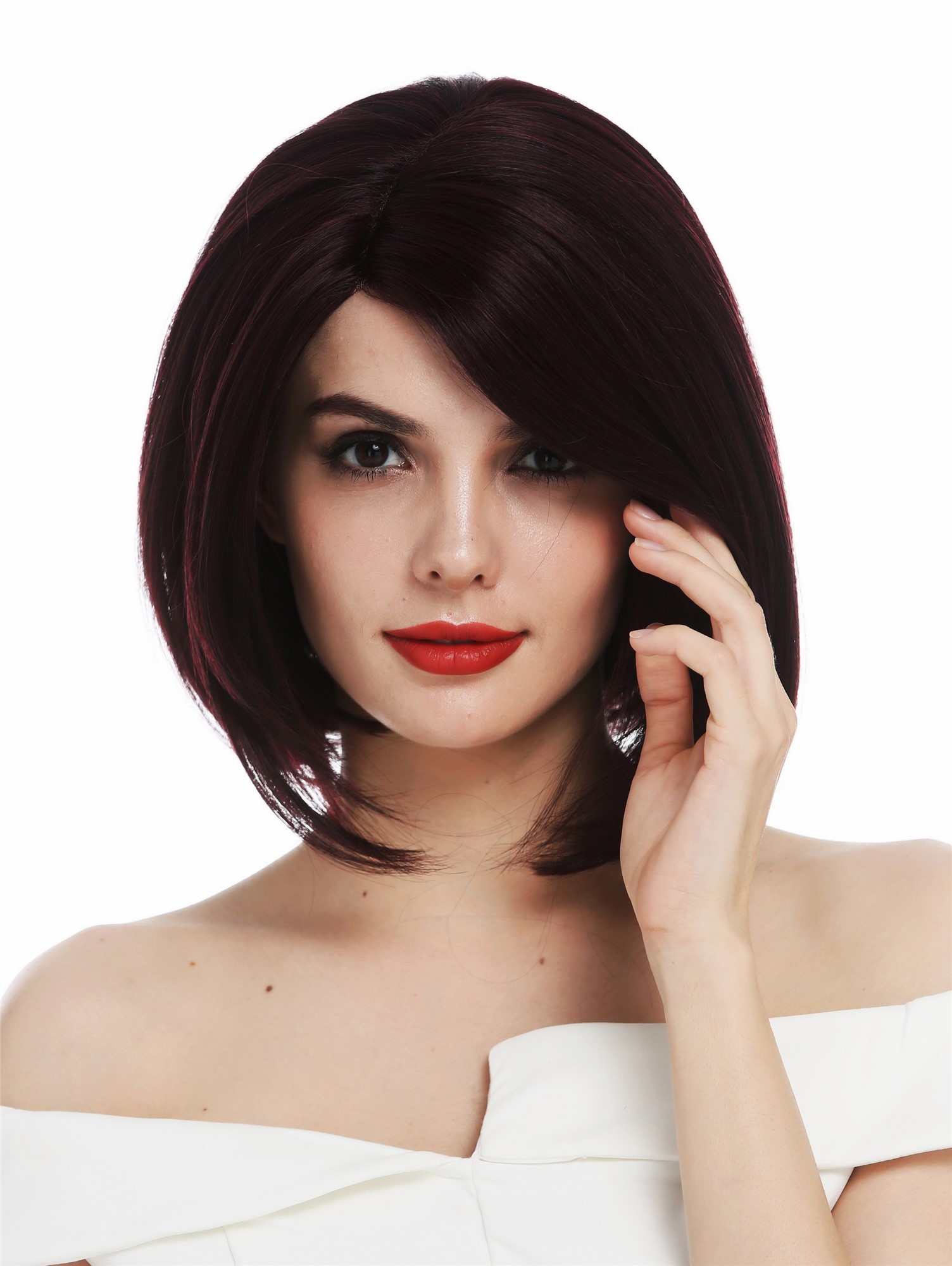 Quality Wigs, Ladies, eggplant red, straight, short