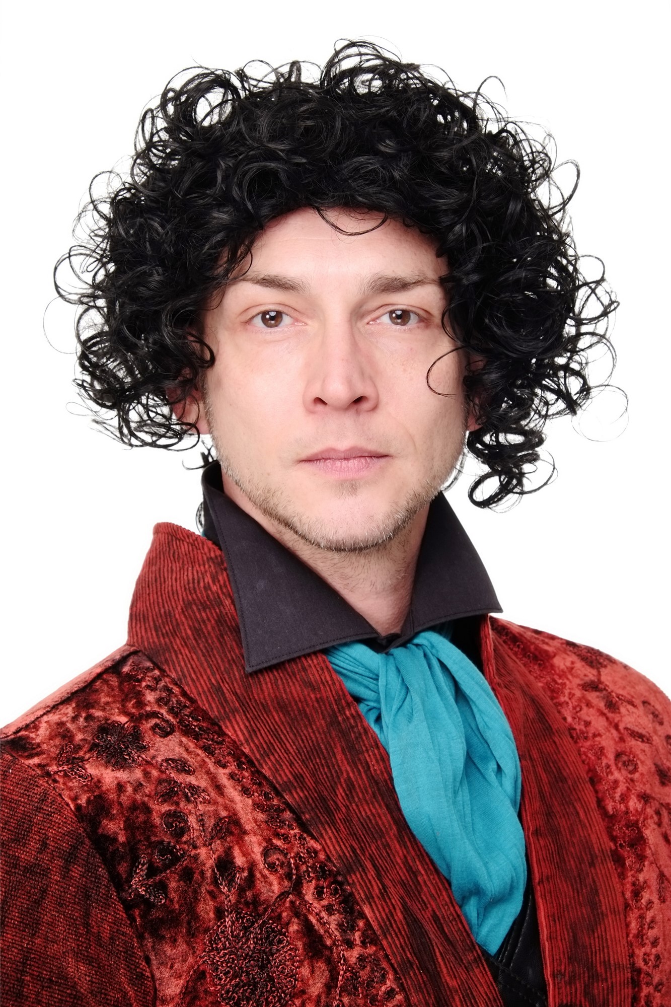 hochwertige Qualitätsperücken, Perücke Gelockt Zopf Barock Musiker Schwarz Modell: MJ-4, Ansicht 5, WIG ME UP: Ihr Perücken Online Shop lockige Tressen-Perücke Samtschwarz schulterlange Haare für Herren
