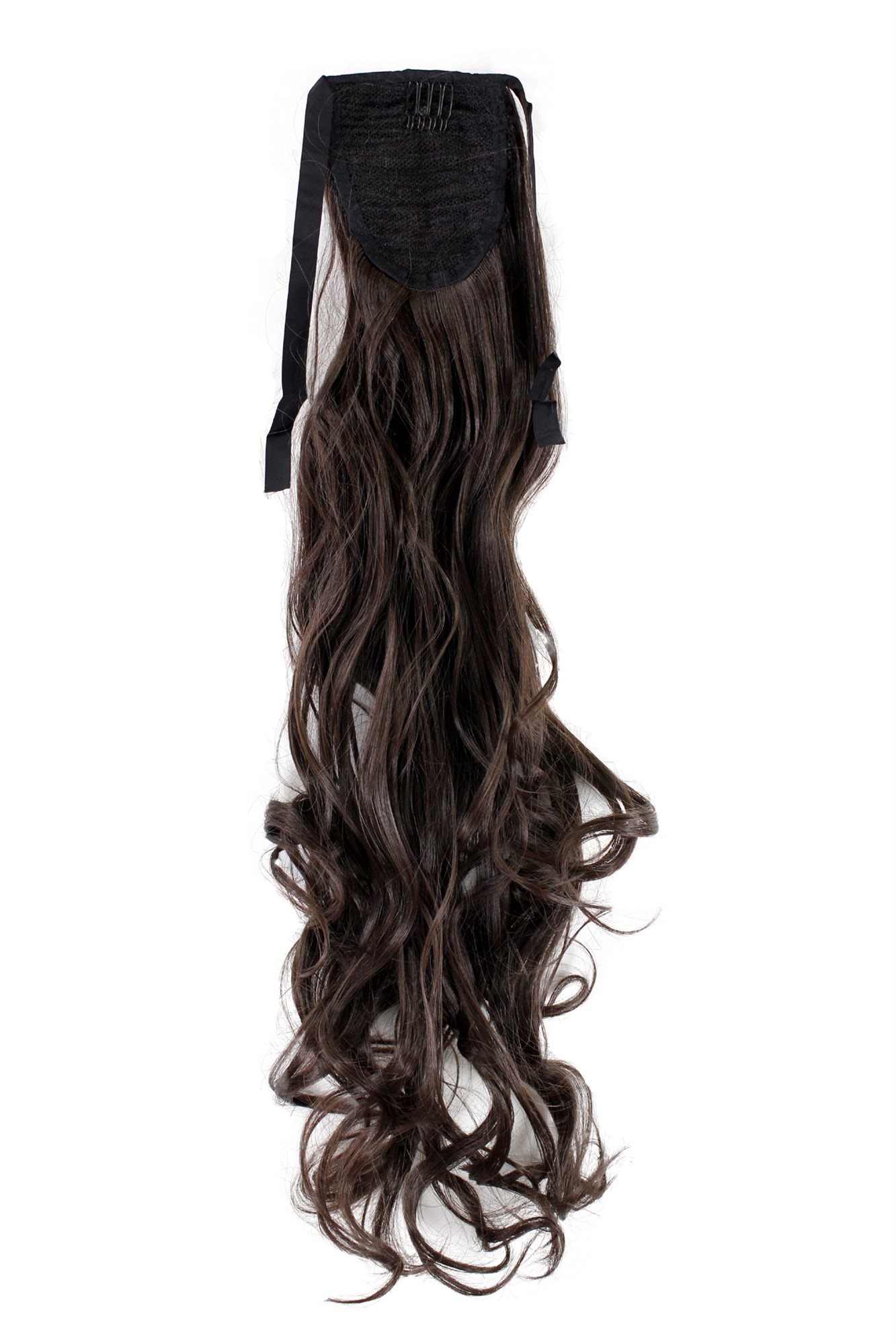 hochwertiger Zopf Haarteil mit Klammer und Band Braun wellig 63 cm YZF-1094HT-6, Ansicht 2, WIG ME UP: Ihr Perücken Online Shop welliges Zopf-Haarteil Braun 63 cm lang