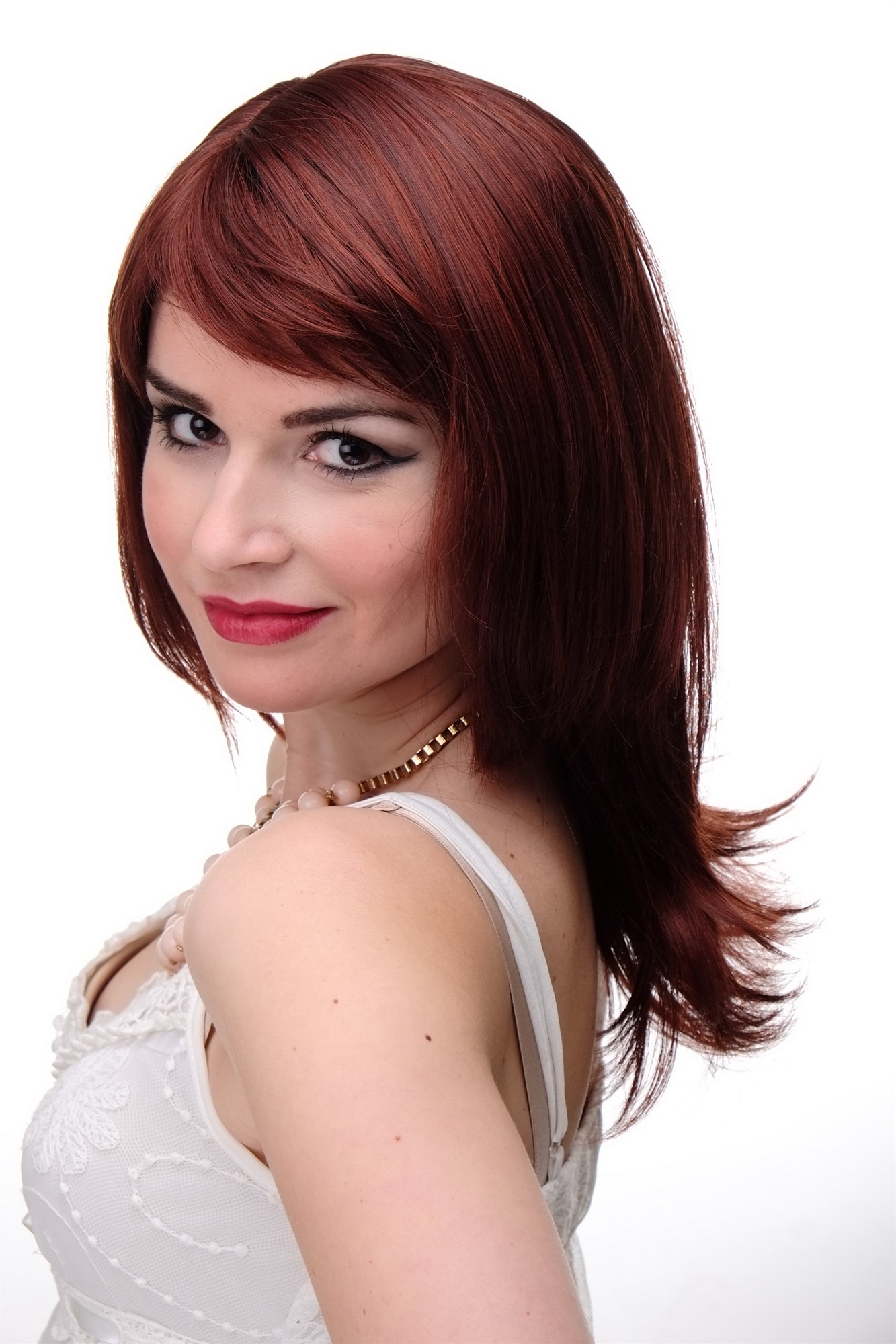 Lady wig medium length fringe parted to side straight layered brown red mix 3003, view 5, WIG ME UP: Your Perücken Online Shop Quality Wigs, Ladies, brown-red mix, straight, long