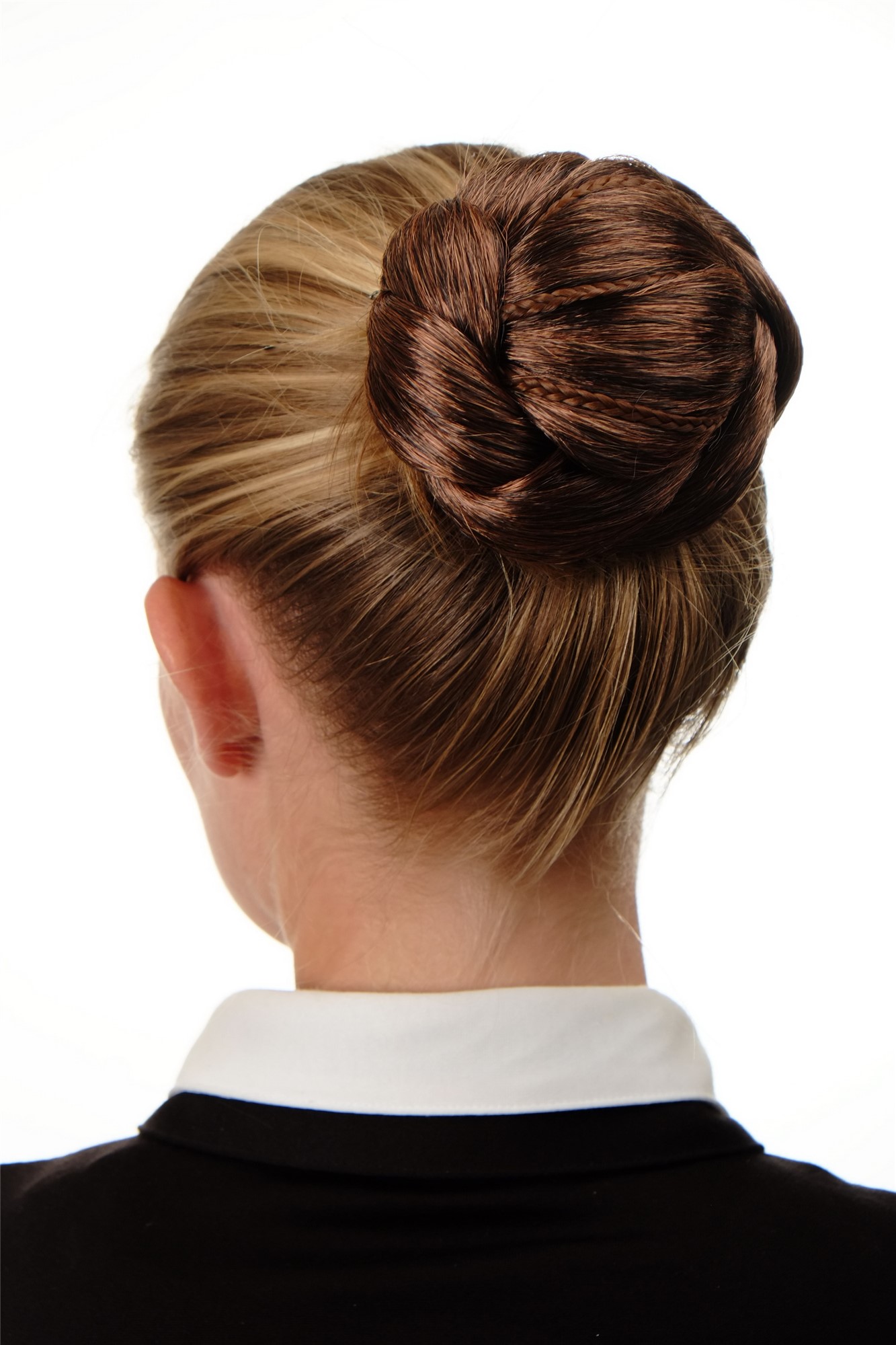 Dutt Haarknoten aufwendig geflochten Braun-Mix N672-4T30, Ansicht 2, WIG ME UP: Ihr Perücken Online Shop geflochtener Dutt Haarteil Dunkelbraun-Kupferbraun-Mix