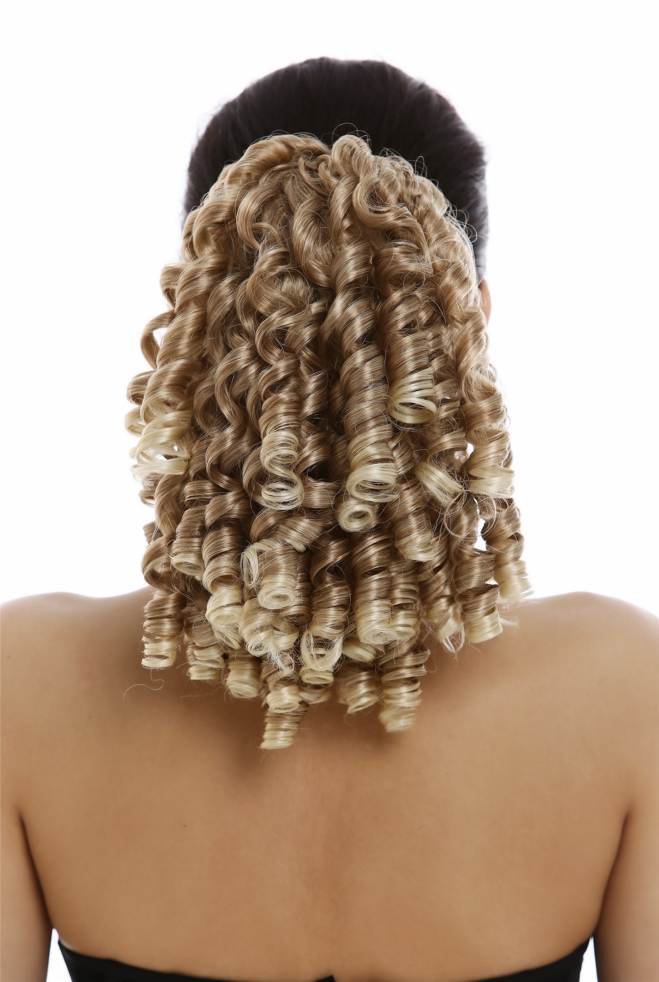 hochwertiger Zopf Pferdeschwanz Korkenzieher-Locken lockig Blond Mix N900A+2-V-27T613, Vorderansicht, WIG ME UP: Ihr Perücken Online Shop lockiges Zopf-Haarteil Blond-Mix 30 cm lang