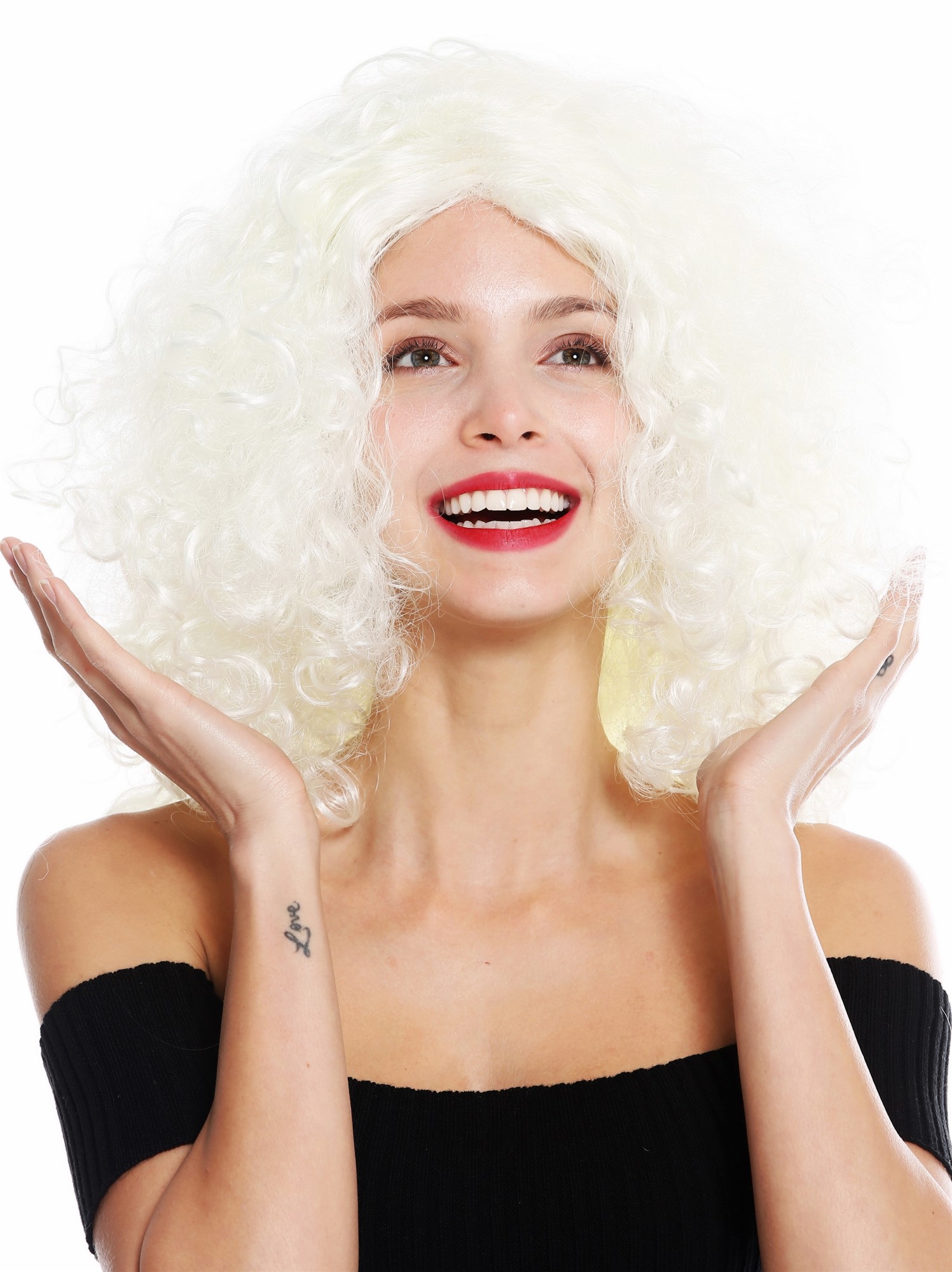 hochwertige Qualitätsperücken, Perücke lockig voluminös Weißblond Engel GFW2634-613A, Ansicht 2, WIG ME UP: Ihr Perücken Online Shop lockige Tressen-Perücke Platinblond schulterlange Haare für Damen