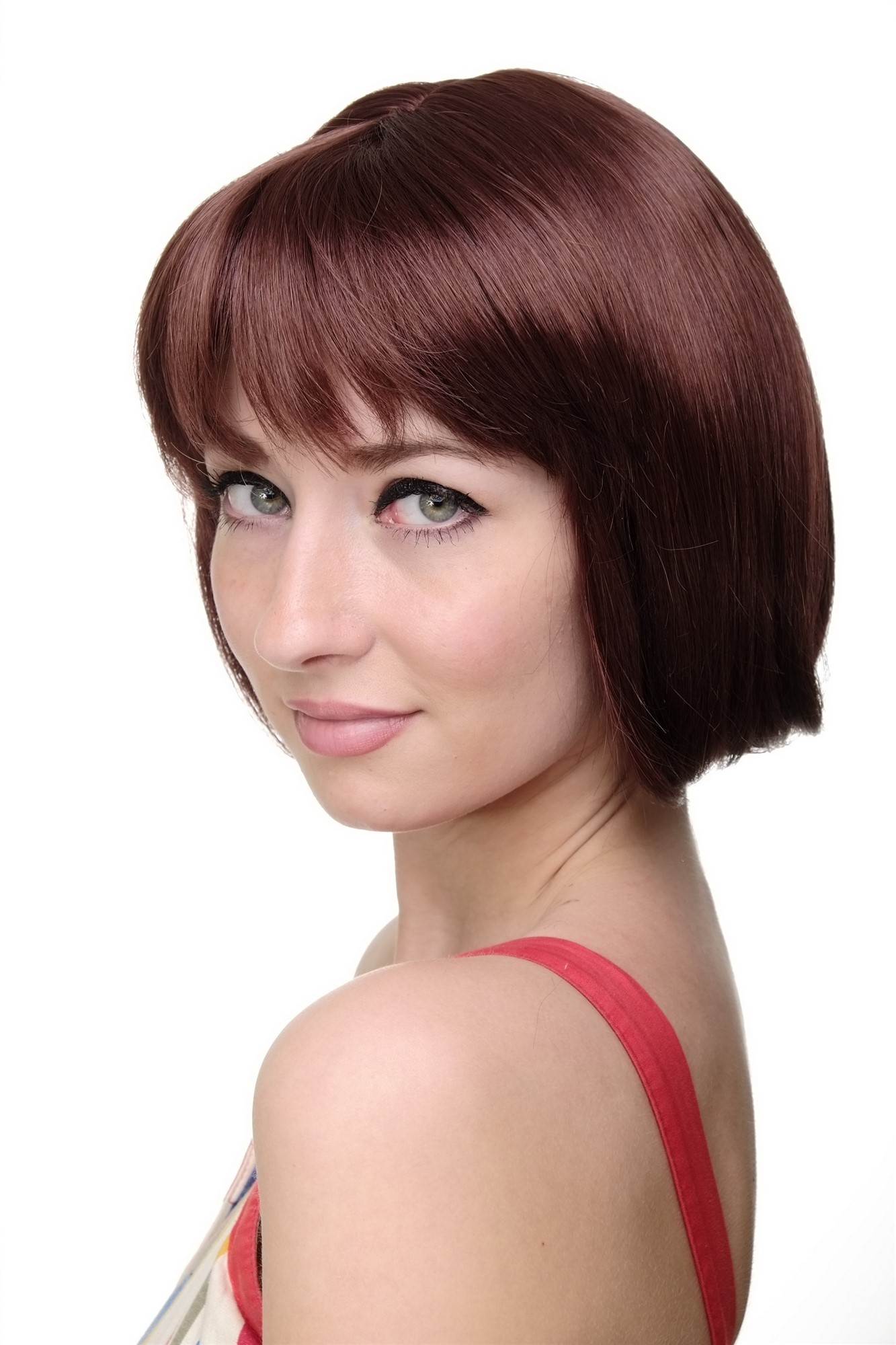 Lady  Wig short Page Bob fringe bangs dark red redbrown reddish brown703-131, view 3, WIG ME UP: Your Perücken Online Shop Quality Wigs, Ladies, reddish brown, straight, short