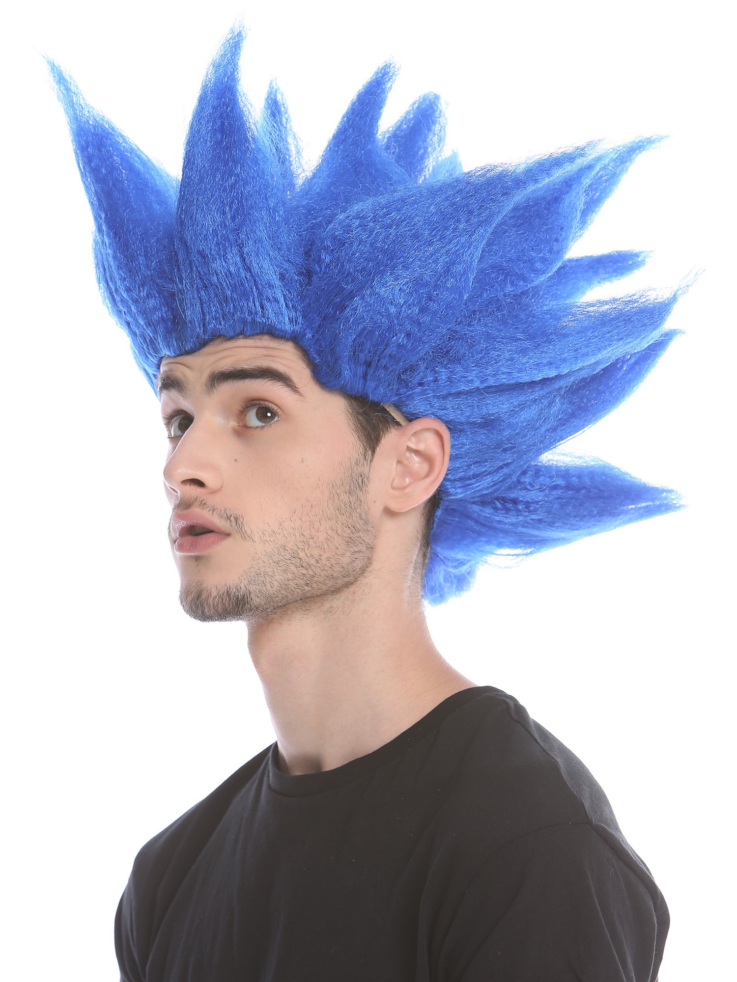 günstige Party Perücke, Perücke Hochtoupiert Fee Blume Blau 91062-PC3, Ansicht 6, WIG ME UP: Ihr Perücken Online Shop wellige Party Perücke Blau kurze Haare Unisex