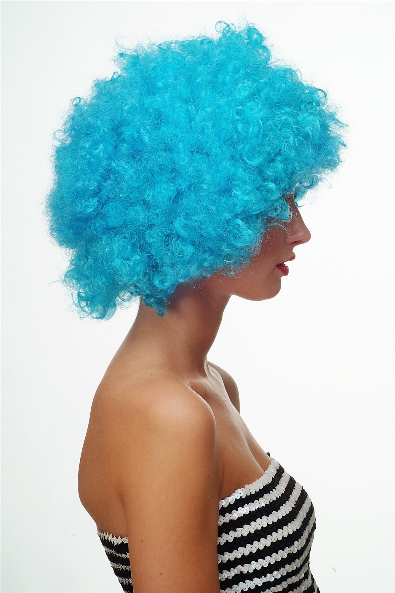 Party/Fancy Dress/Halloween WIG gigantic super volume BLUE disco AFRO funky huge HAIR!, view 2, WIG ME UP: Your Perücken Online Shop Party Wig, Unisex, light blue, curled, short