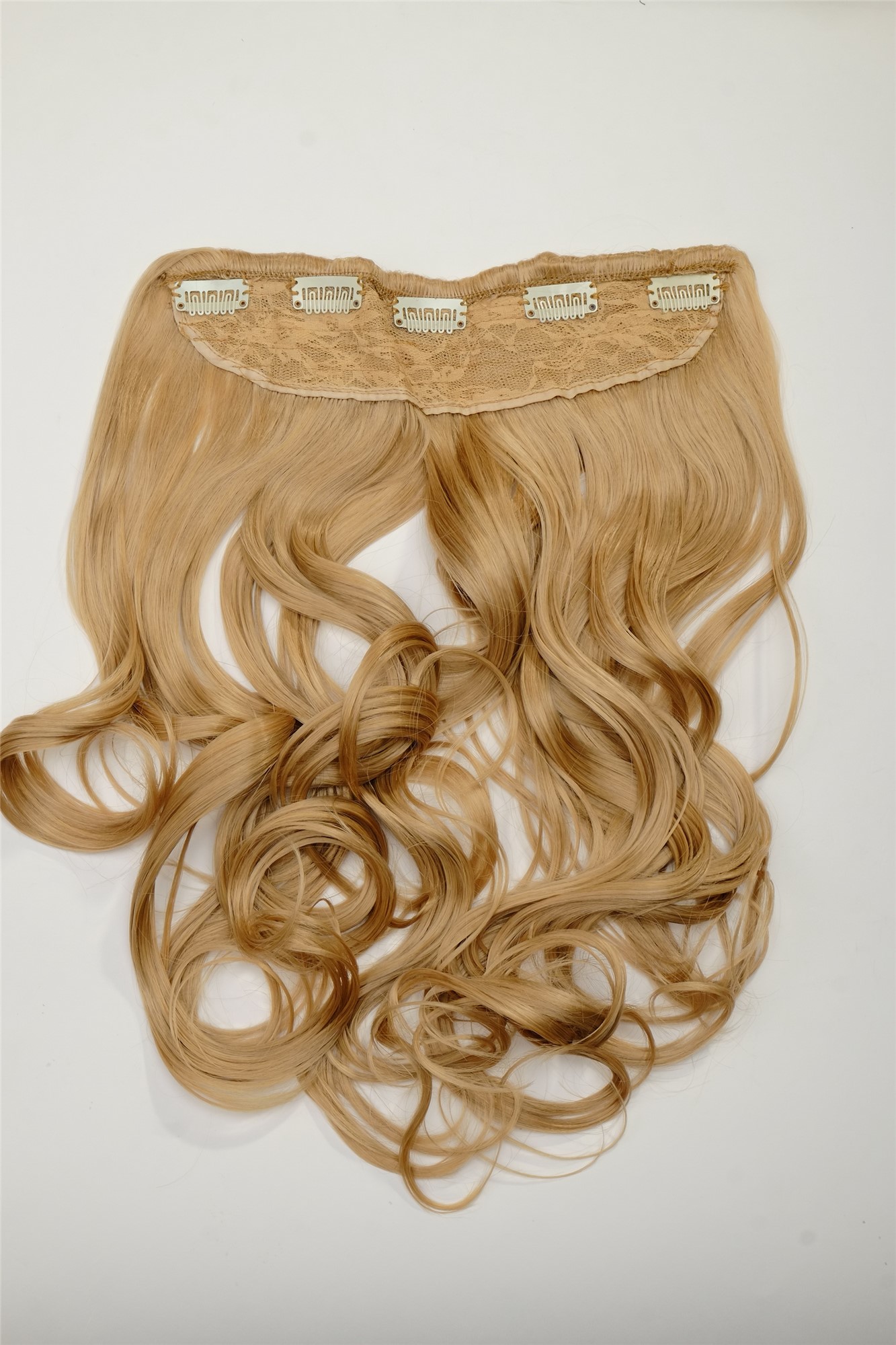 lockige Halbperücke Goldblond 50 cm lang